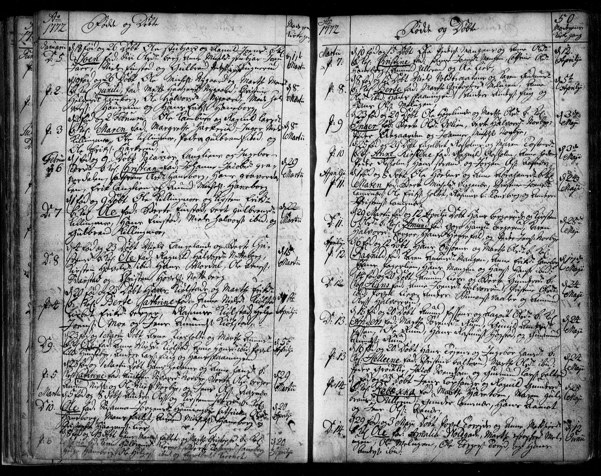 Aurskog prestekontor Kirkebøker, SAO/A-10304a/F/Fa/L0003: Parish register (official) no. I 3, 1767-1807, p. 50