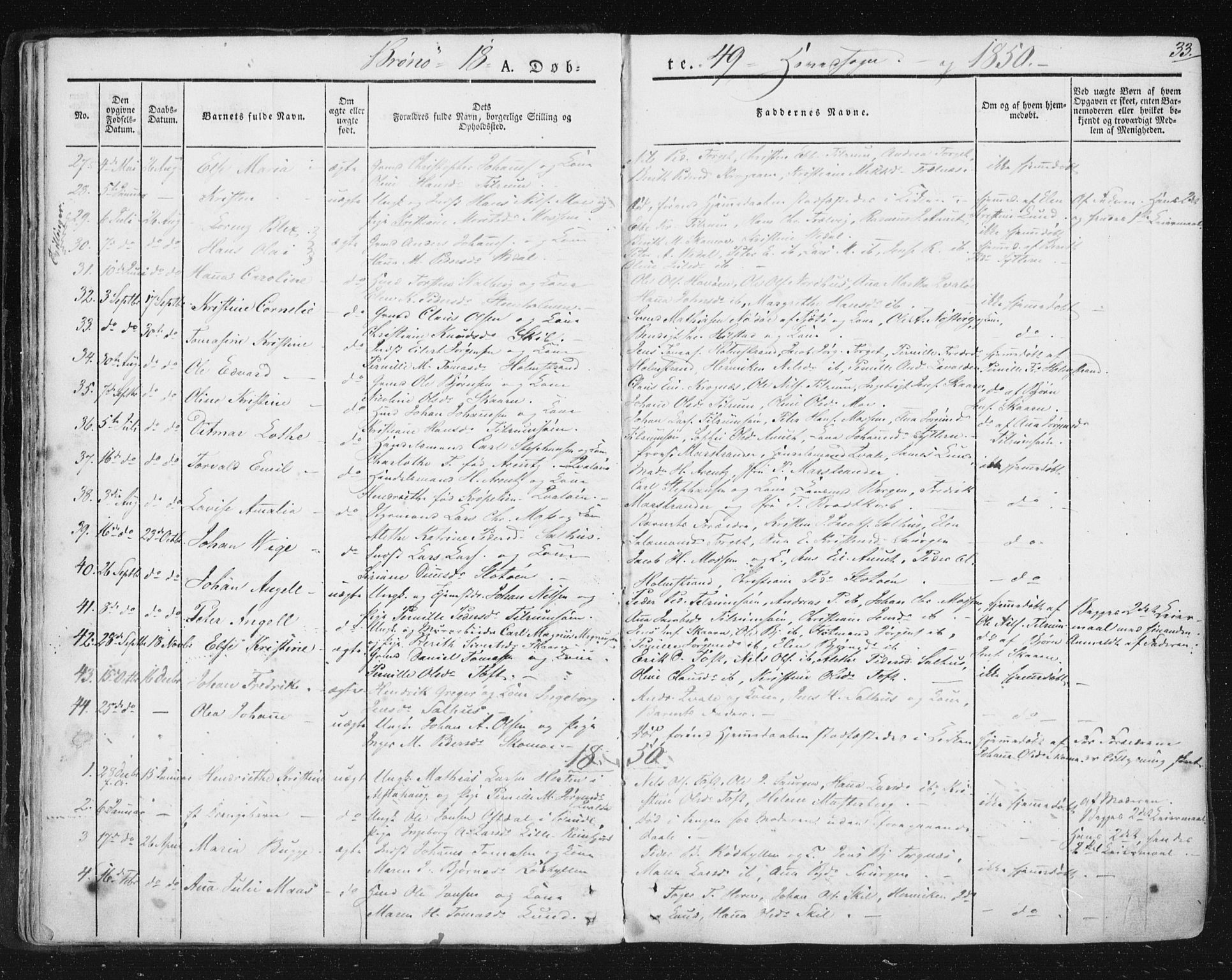 Ministerialprotokoller, klokkerbøker og fødselsregistre - Nordland, SAT/A-1459/813/L0198: Parish register (official) no. 813A08, 1834-1874, p. 33