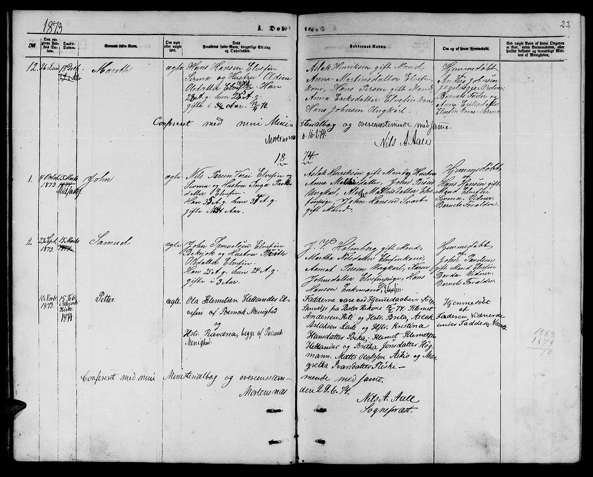 Nesseby sokneprestkontor, AV/SATØ-S-1330/H/Hb/L0006klokker: Parish register (copy) no. 6, 1860-1876, p. 23