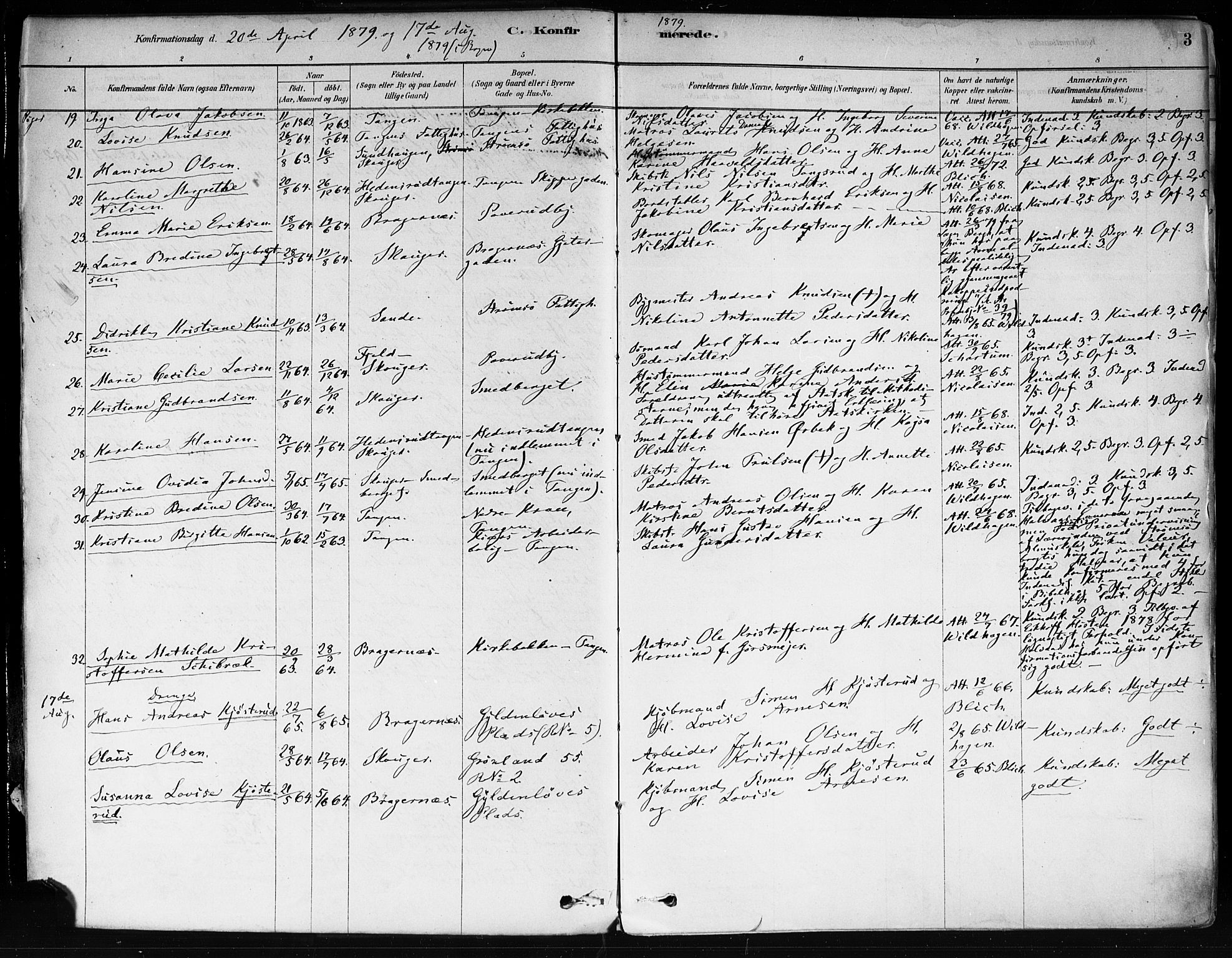 Strømsø kirkebøker, SAKO/A-246/F/Fa/L0022: Parish register (official) no. I 22, 1879-1899, p. 3