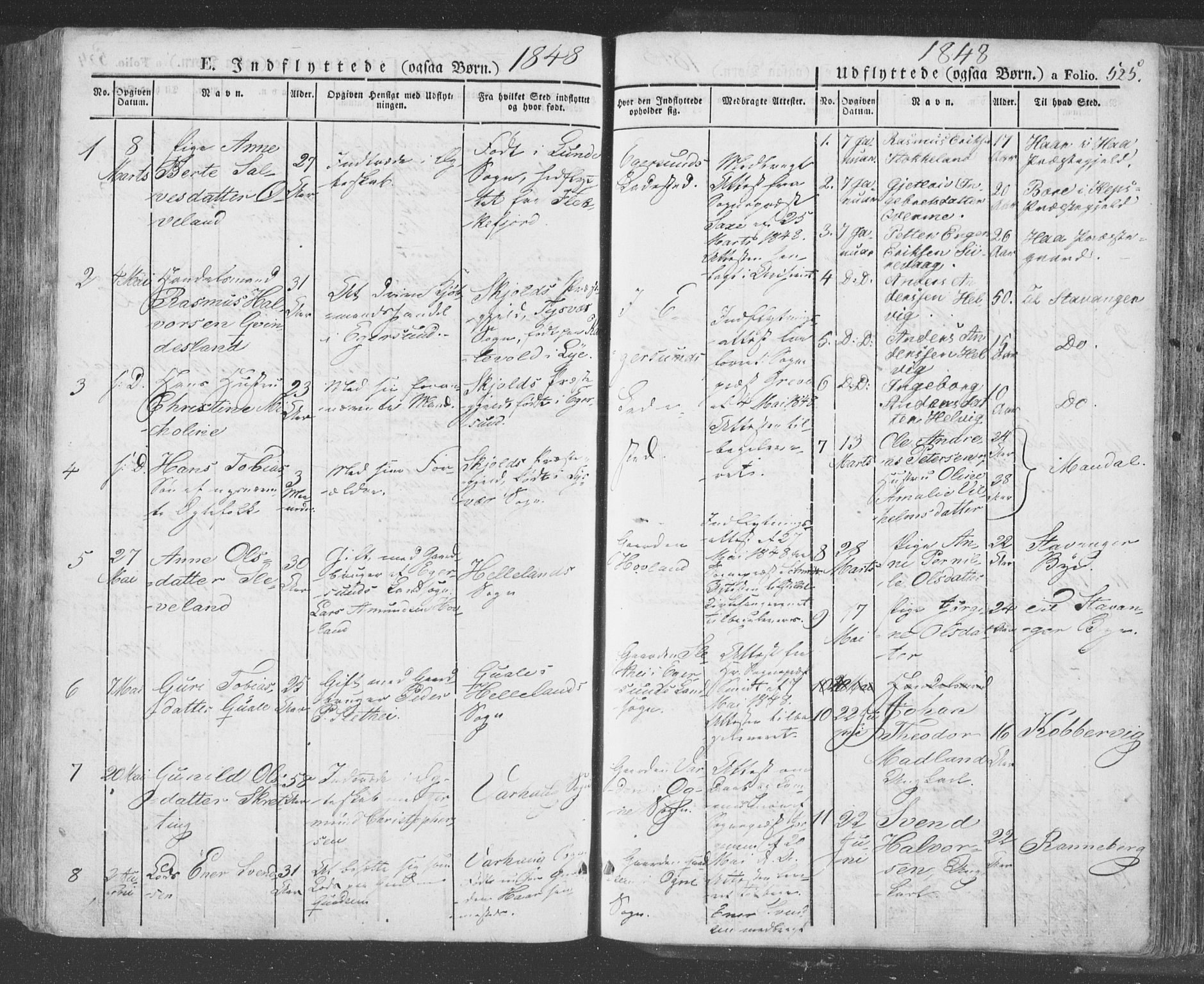 Eigersund sokneprestkontor, SAST/A-101807/S08/L0009: Parish register (official) no. A 9, 1827-1850, p. 525