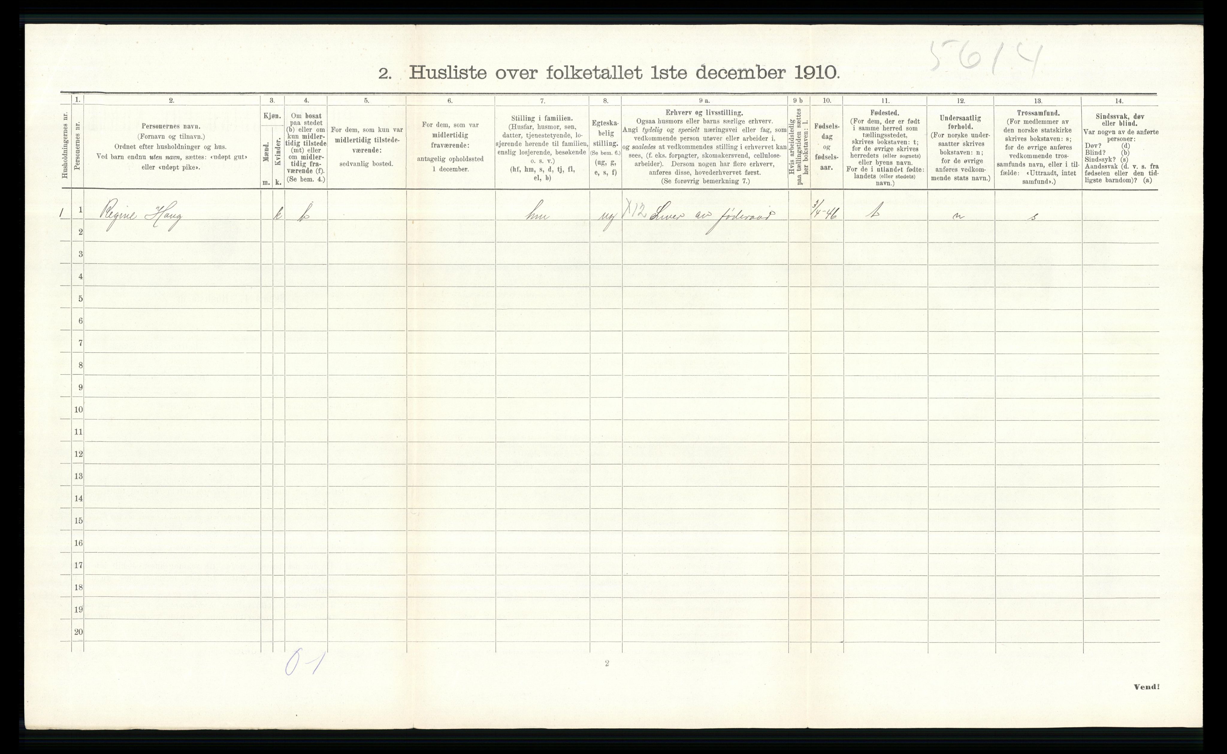 RA, 1910 census for Vestre Toten, 1910, p. 848