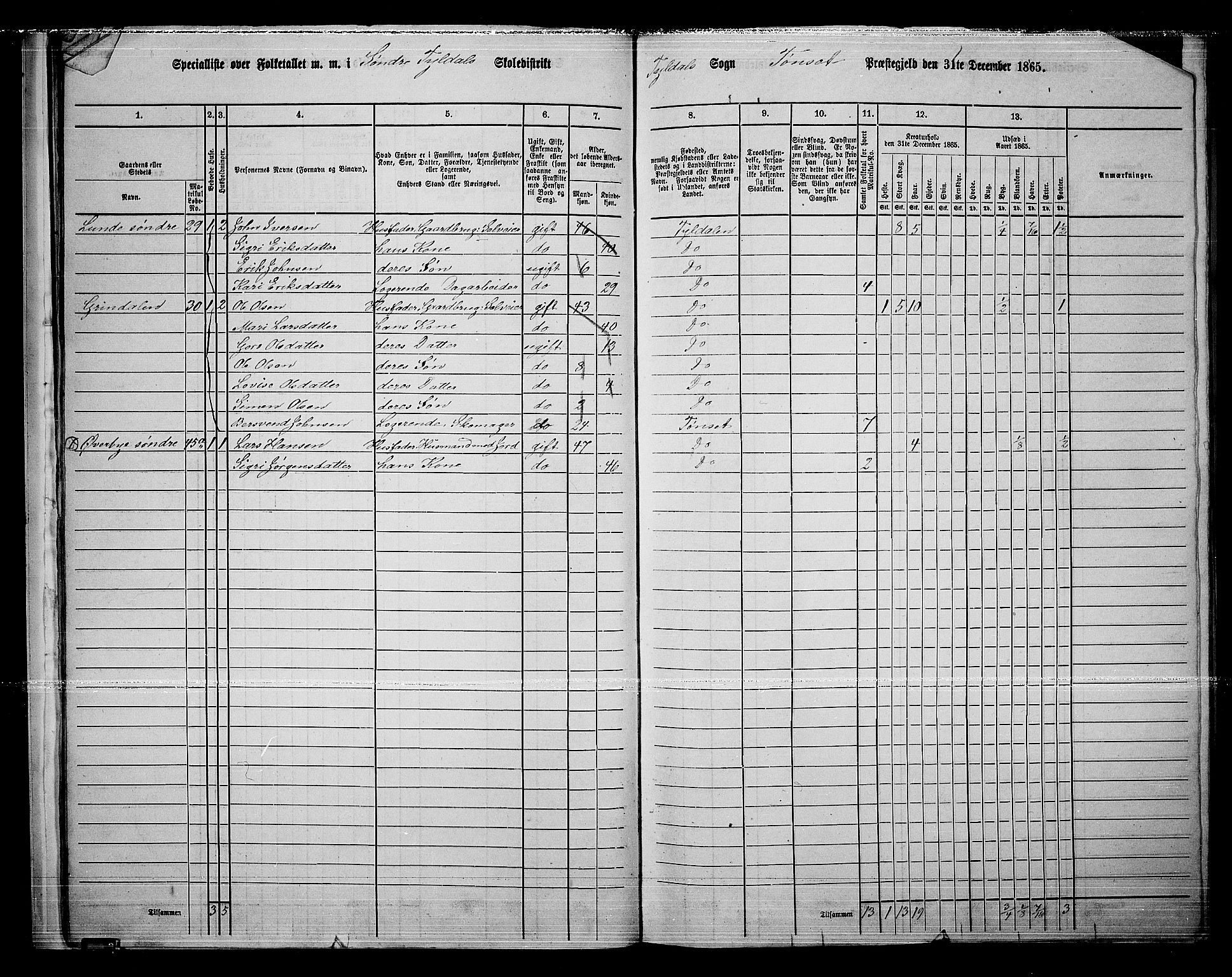 RA, 1865 census for Tynset, 1865, p. 23