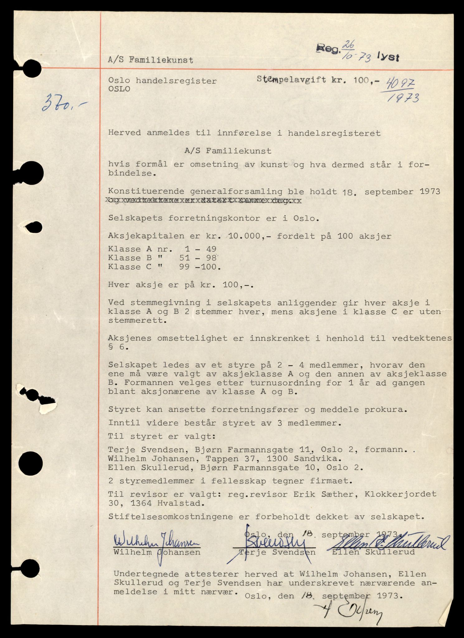 Oslo byfogd, Handelsregisteret, AV/SAT-A-10867/G/Gb/Gbb/L0017: Registreringsmeldinger, F-I, 1976, p. 1