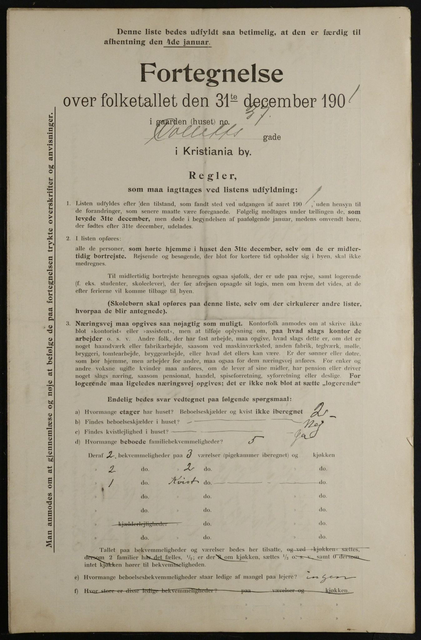 OBA, Municipal Census 1901 for Kristiania, 1901, p. 2146