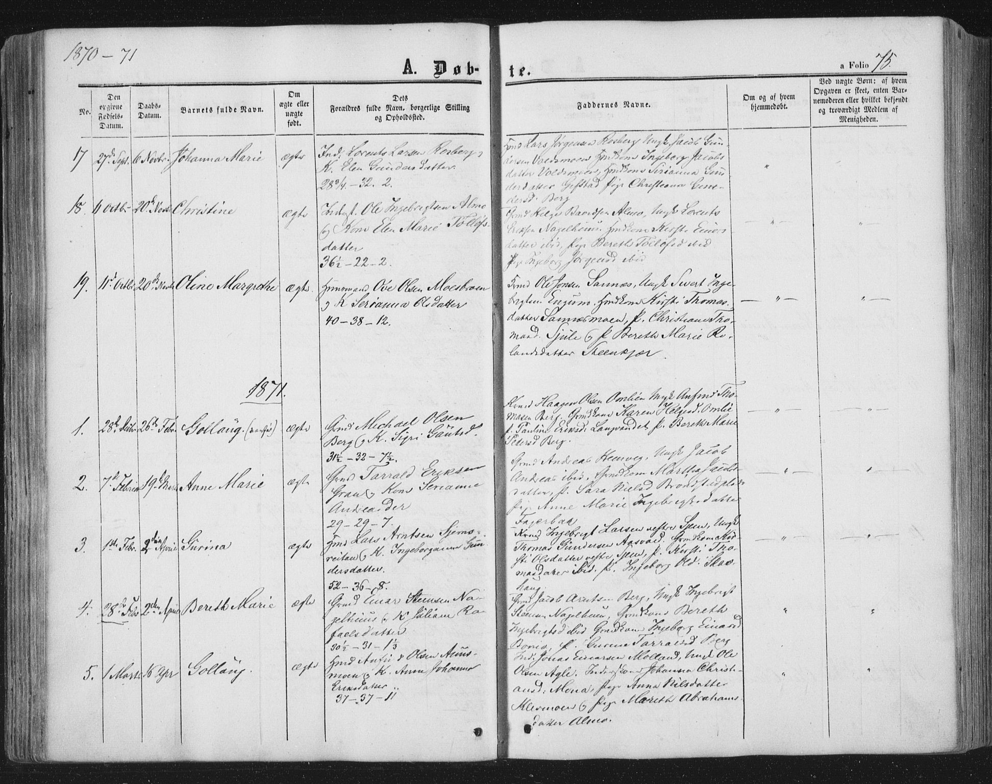 Ministerialprotokoller, klokkerbøker og fødselsregistre - Nord-Trøndelag, SAT/A-1458/749/L0472: Parish register (official) no. 749A06, 1857-1873, p. 75