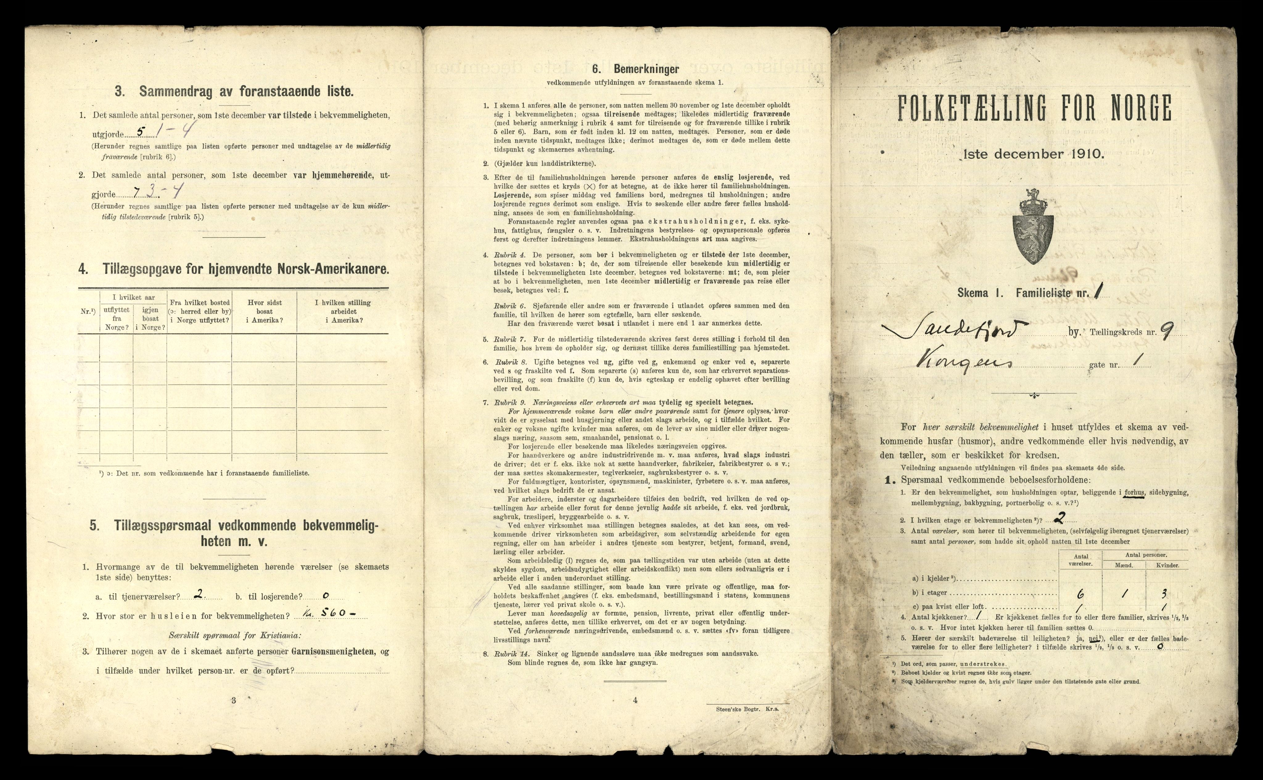 RA, 1910 census for Sandefjord, 1910, p. 2382