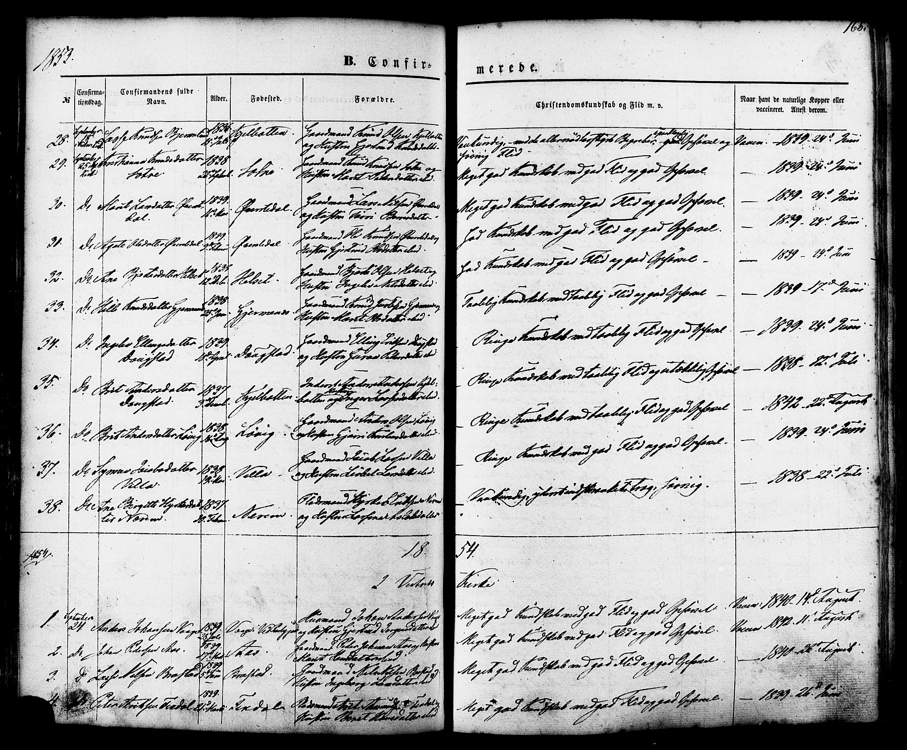 Ministerialprotokoller, klokkerbøker og fødselsregistre - Møre og Romsdal, SAT/A-1454/539/L0529: Parish register (official) no. 539A02, 1848-1872, p. 165