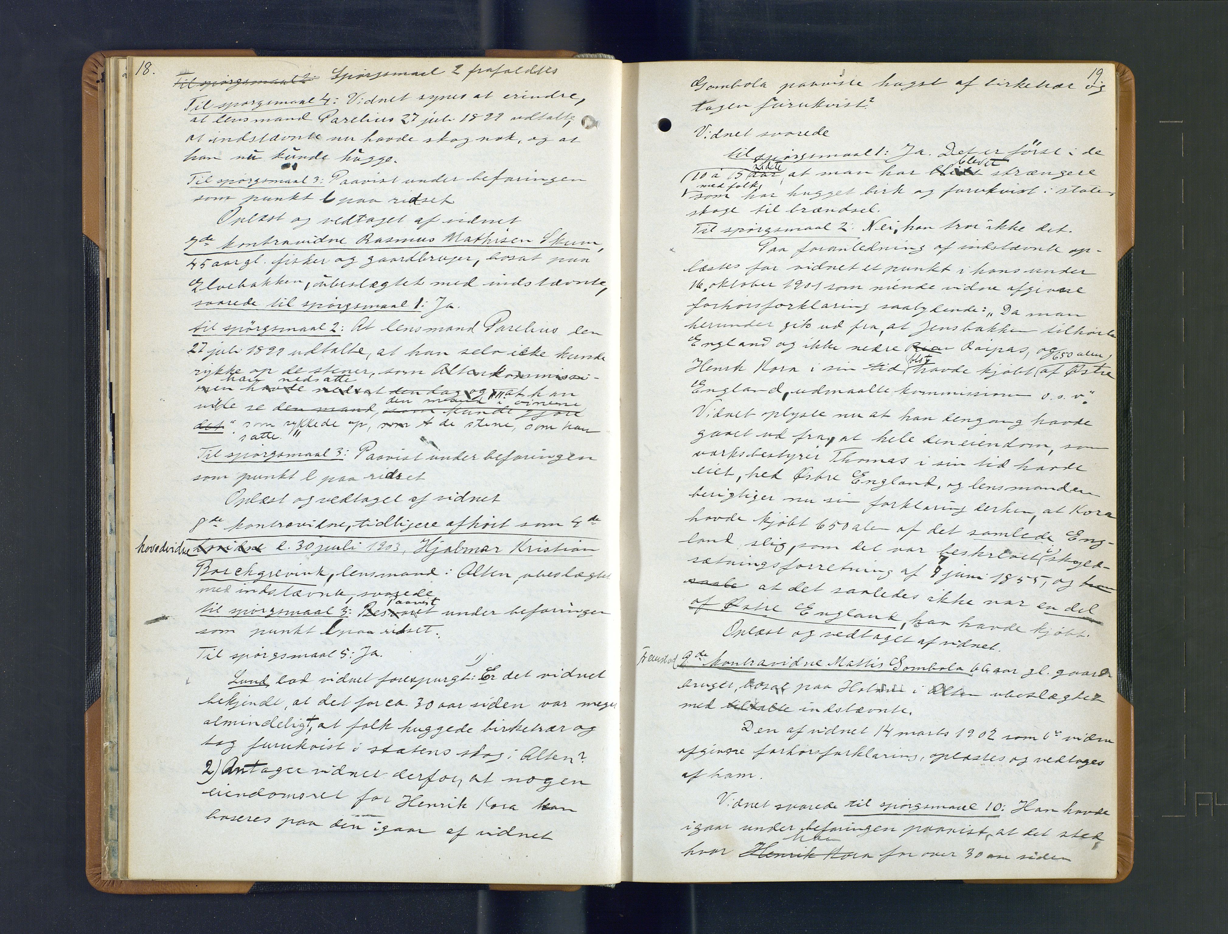 Alta fogderi/sorenskriveri, AV/SATØ-SATØ-5/1/J/Jb/L0181: Ekstrarettsprotokoll, 1904-1910, p. 18-19