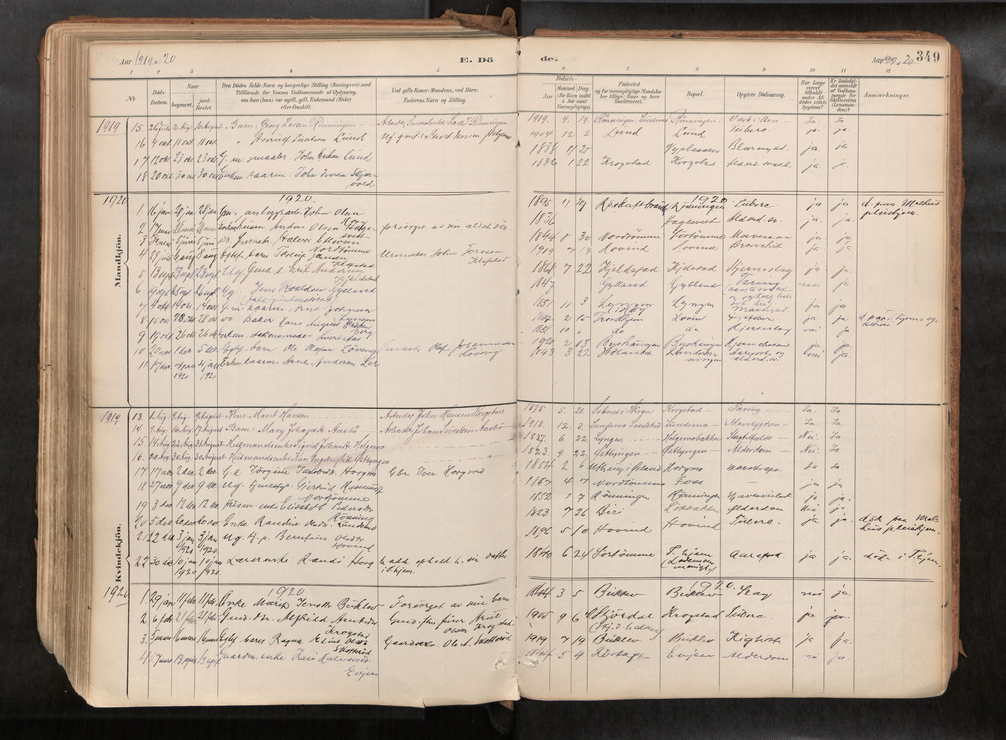 Ministerialprotokoller, klokkerbøker og fødselsregistre - Sør-Trøndelag, SAT/A-1456/692/L1105b: Parish register (official) no. 692A06, 1891-1934, p. 349
