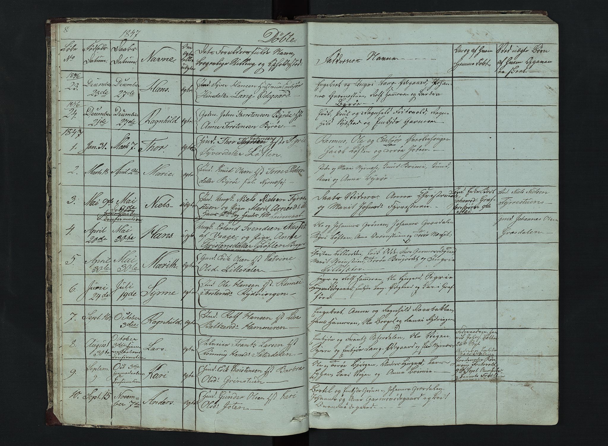 Lom prestekontor, SAH/PREST-070/L/L0014: Parish register (copy) no. 14, 1845-1876, p. 8-9
