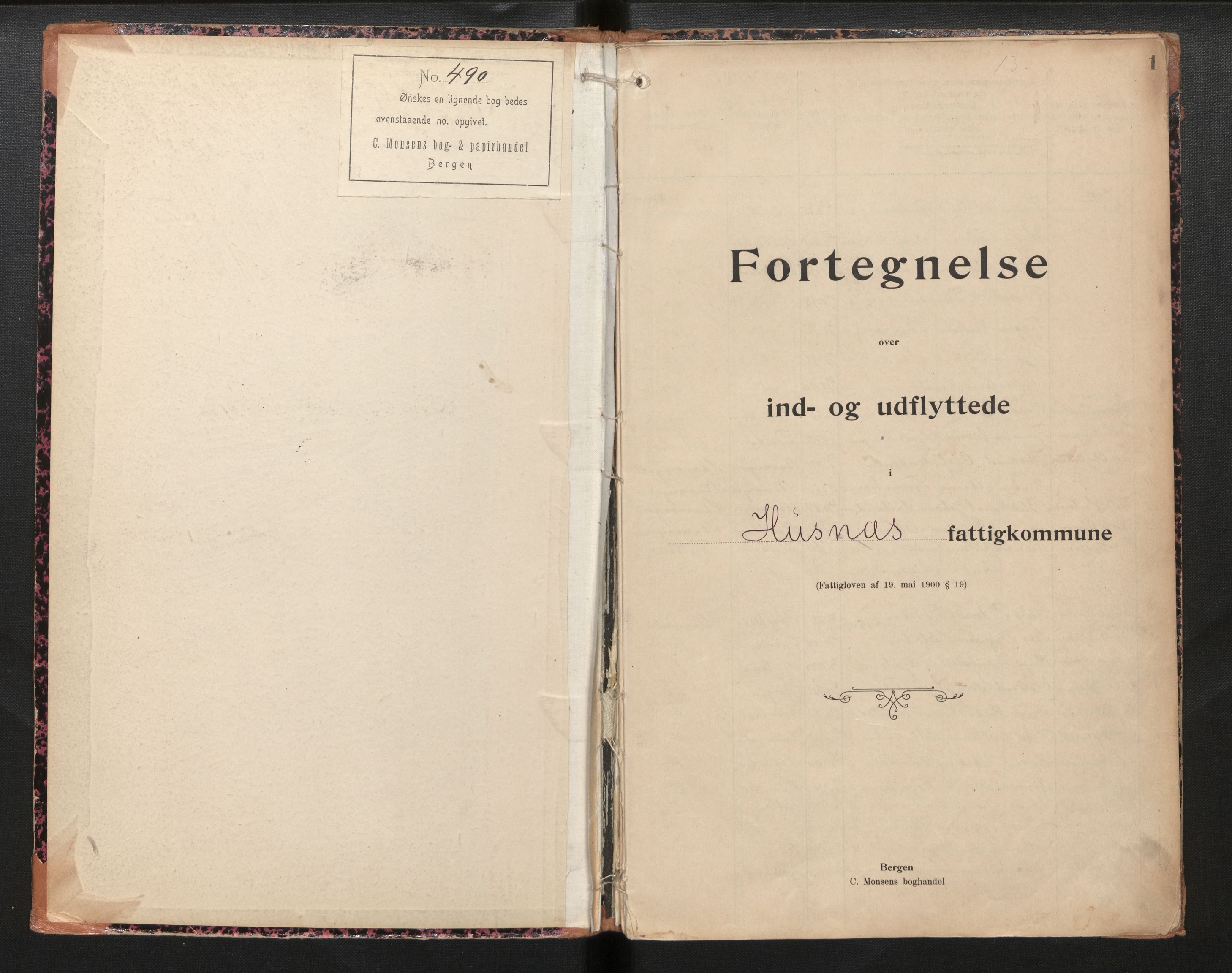 Lensmannen i Kvinnherad, SAB/A-33301/0020/L0003: Protokoll over inn- og utflytte, 1901-1942, p. 1