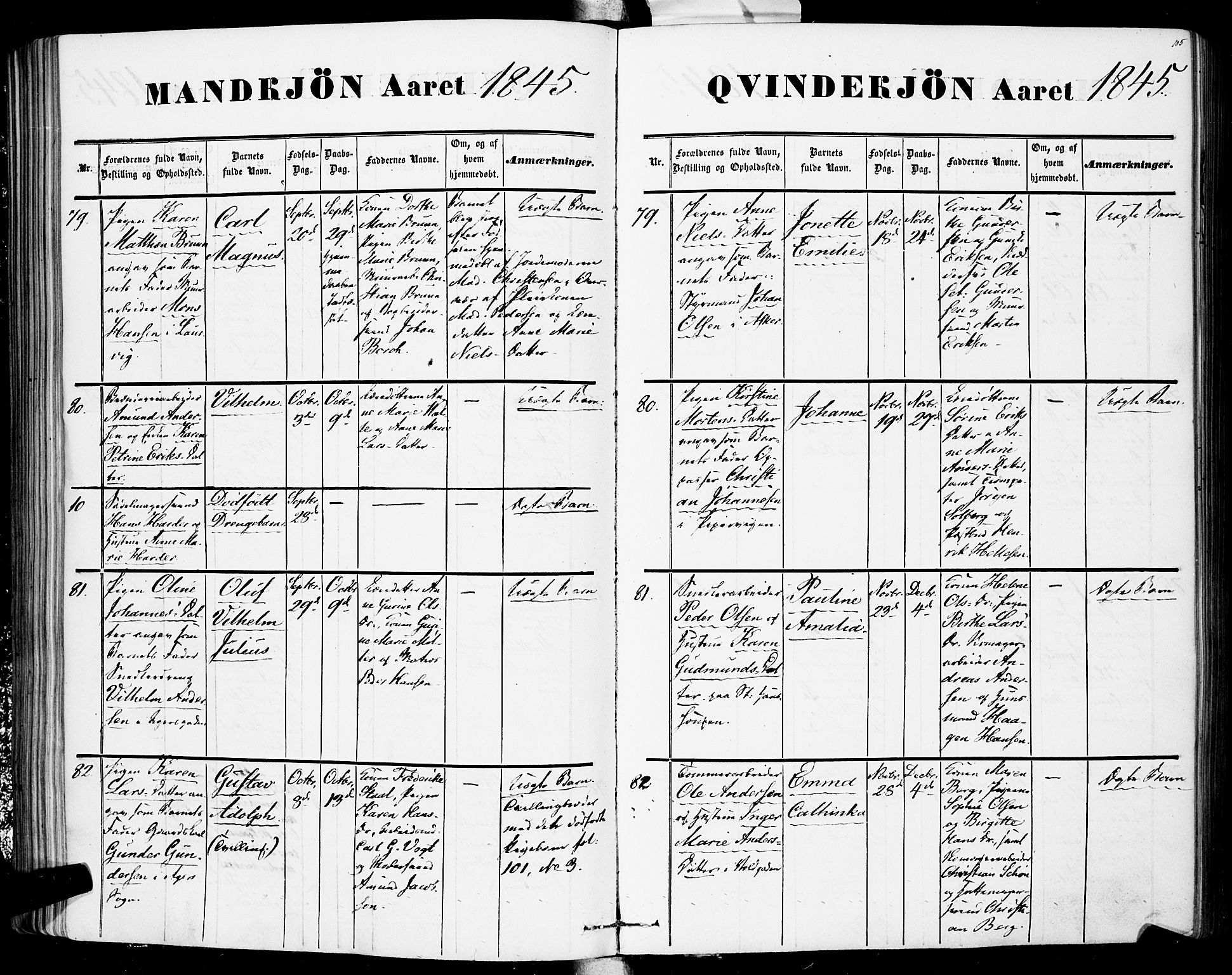 Rikshospitalet prestekontor Kirkebøker, SAO/A-10309b/F/L0003: Parish register (official) no. 3, 1841-1853, p. 105