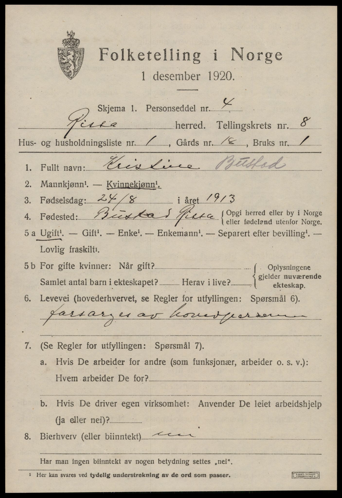 SAT, 1920 census for Rissa, 1920, p. 5467