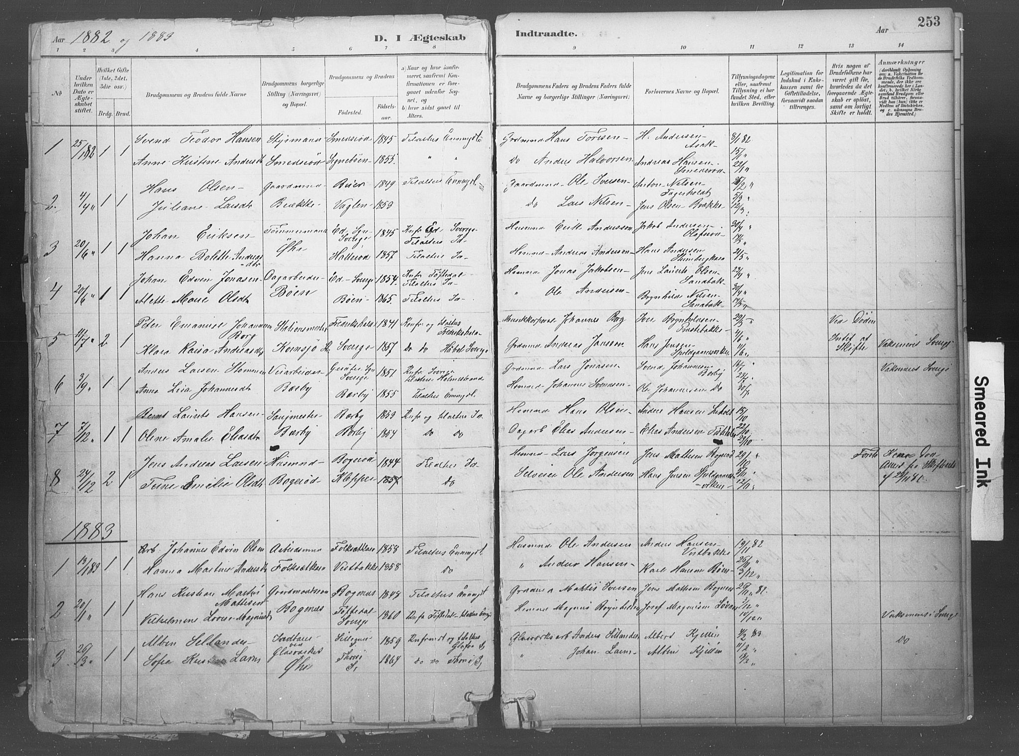 Idd prestekontor Kirkebøker, AV/SAO-A-10911/F/Fb/L0002: Parish register (official) no. II 2, 1882-1923, p. 253