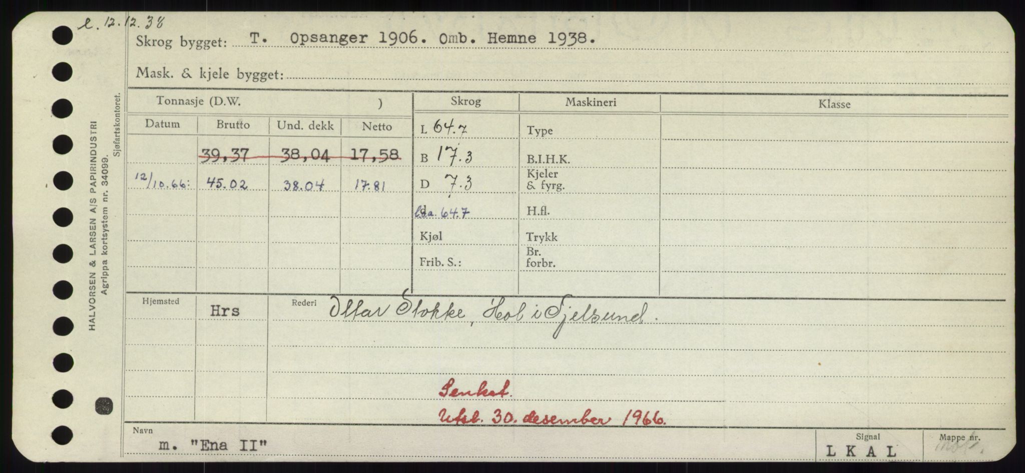 Sjøfartsdirektoratet med forløpere, Skipsmålingen, RA/S-1627/H/Hd/L0009: Fartøy, E, p. 413