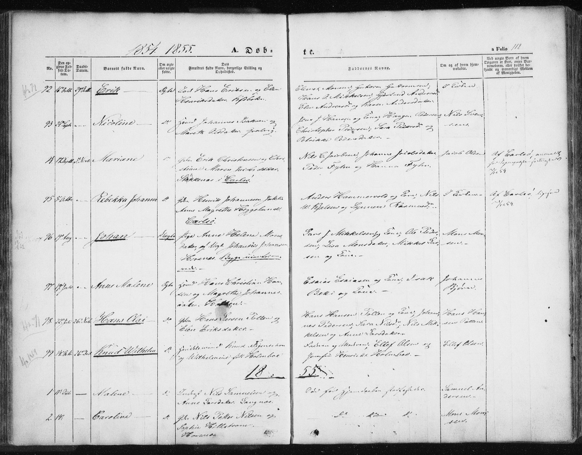 Lyngen sokneprestembete, SATØ/S-1289/H/He/Hea/L0004kirke: Parish register (official) no. 4, 1839-1858, p. 112
