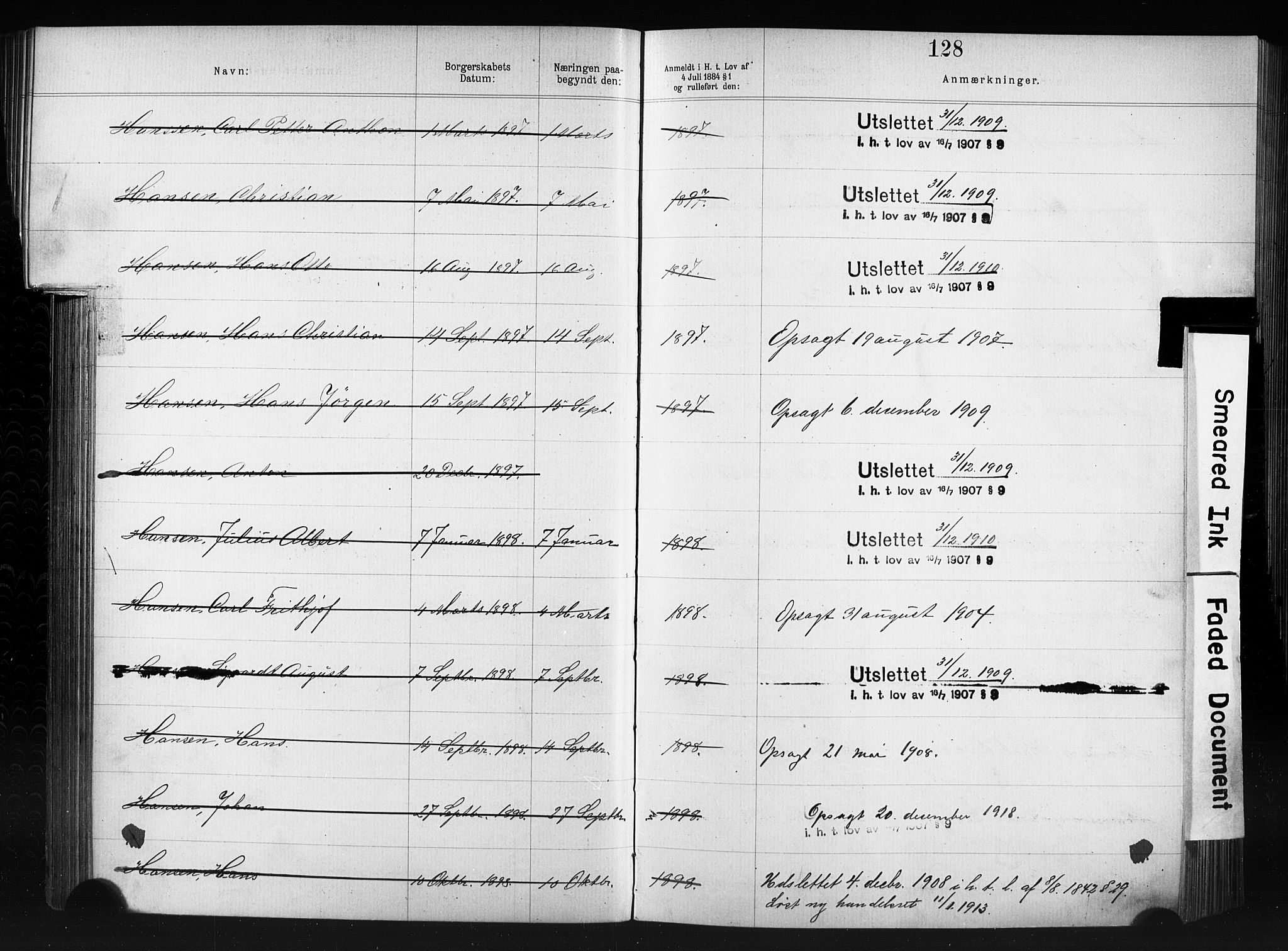 Kristiania magistrat, AV/SAO-A-10711/F/Fb/L0007: Borgerrulle, 1879-1909, p. 96