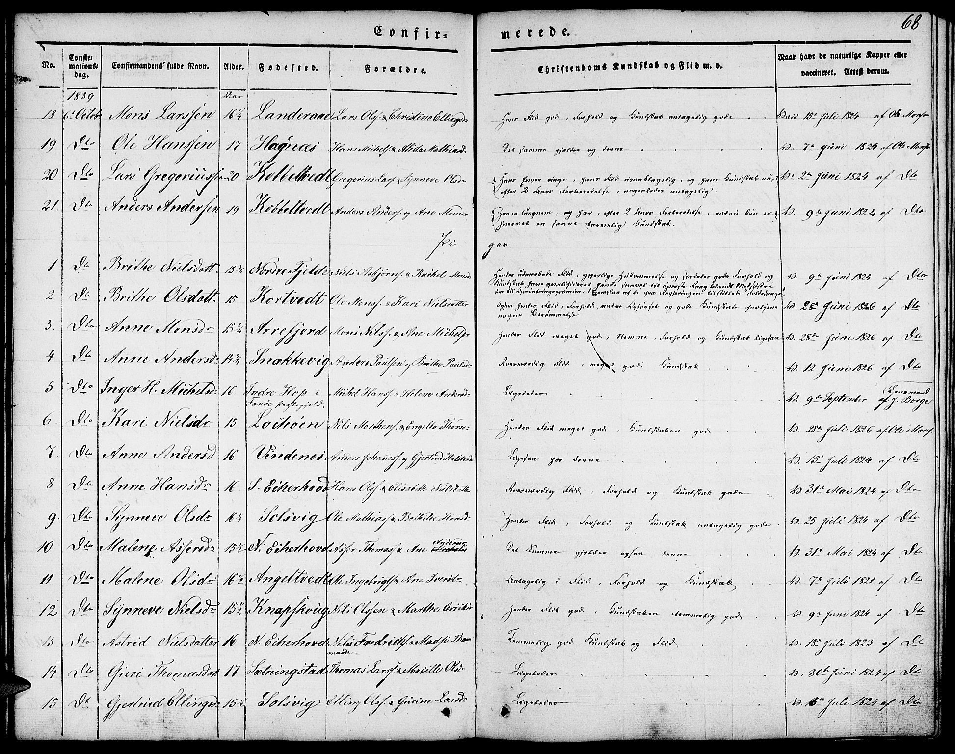 Fjell sokneprestembete, SAB/A-75301/H/Haa: Parish register (official) no. A 1, 1835-1850, p. 68