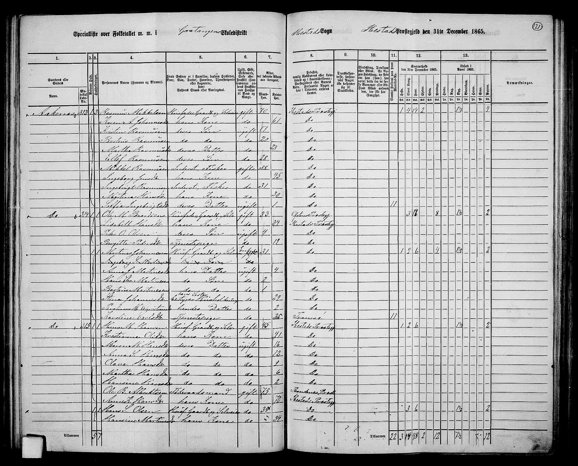 RA, 1865 census for Ibestad, 1865, p. 114