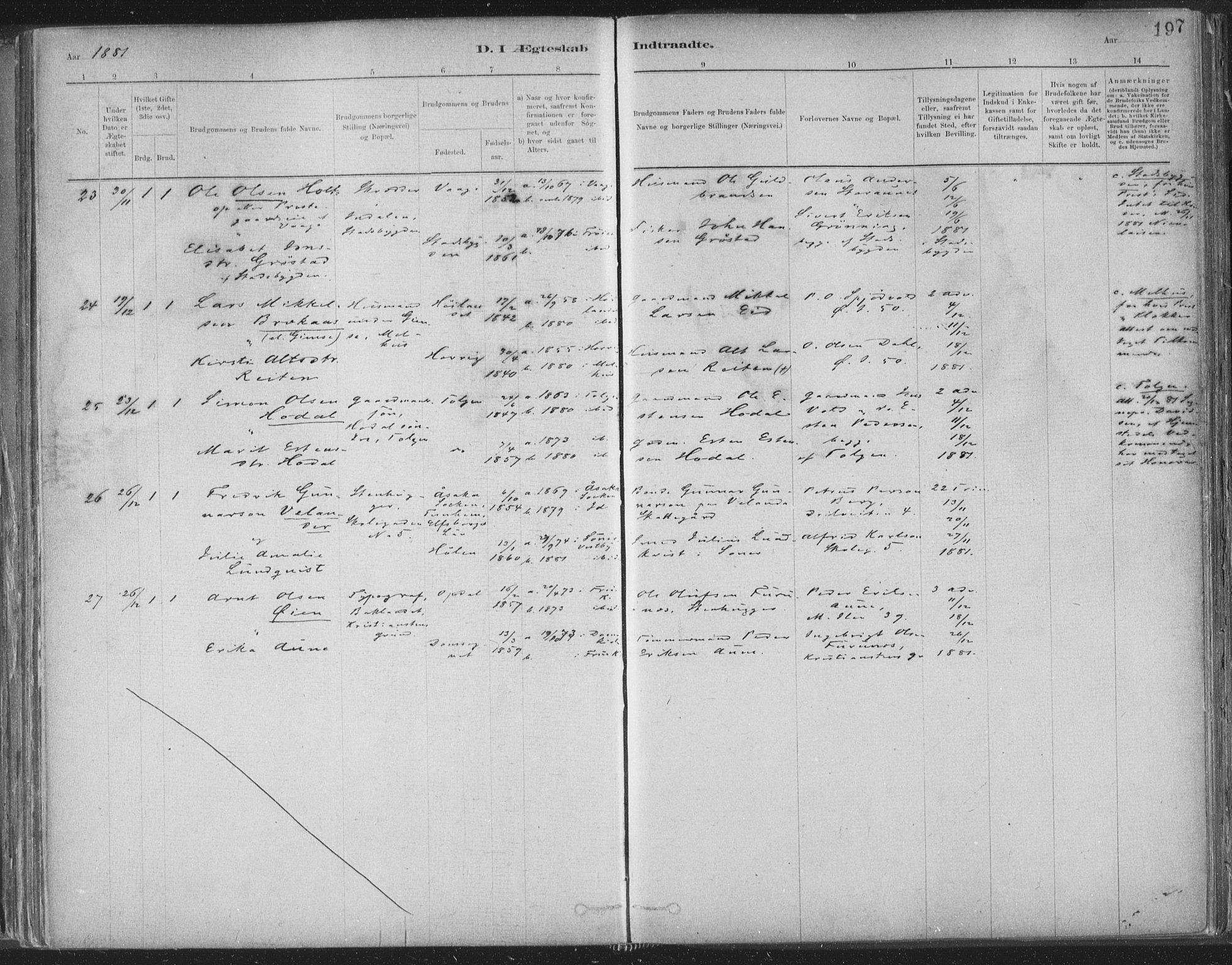 Ministerialprotokoller, klokkerbøker og fødselsregistre - Sør-Trøndelag, SAT/A-1456/603/L0162: Parish register (official) no. 603A01, 1879-1895, p. 197