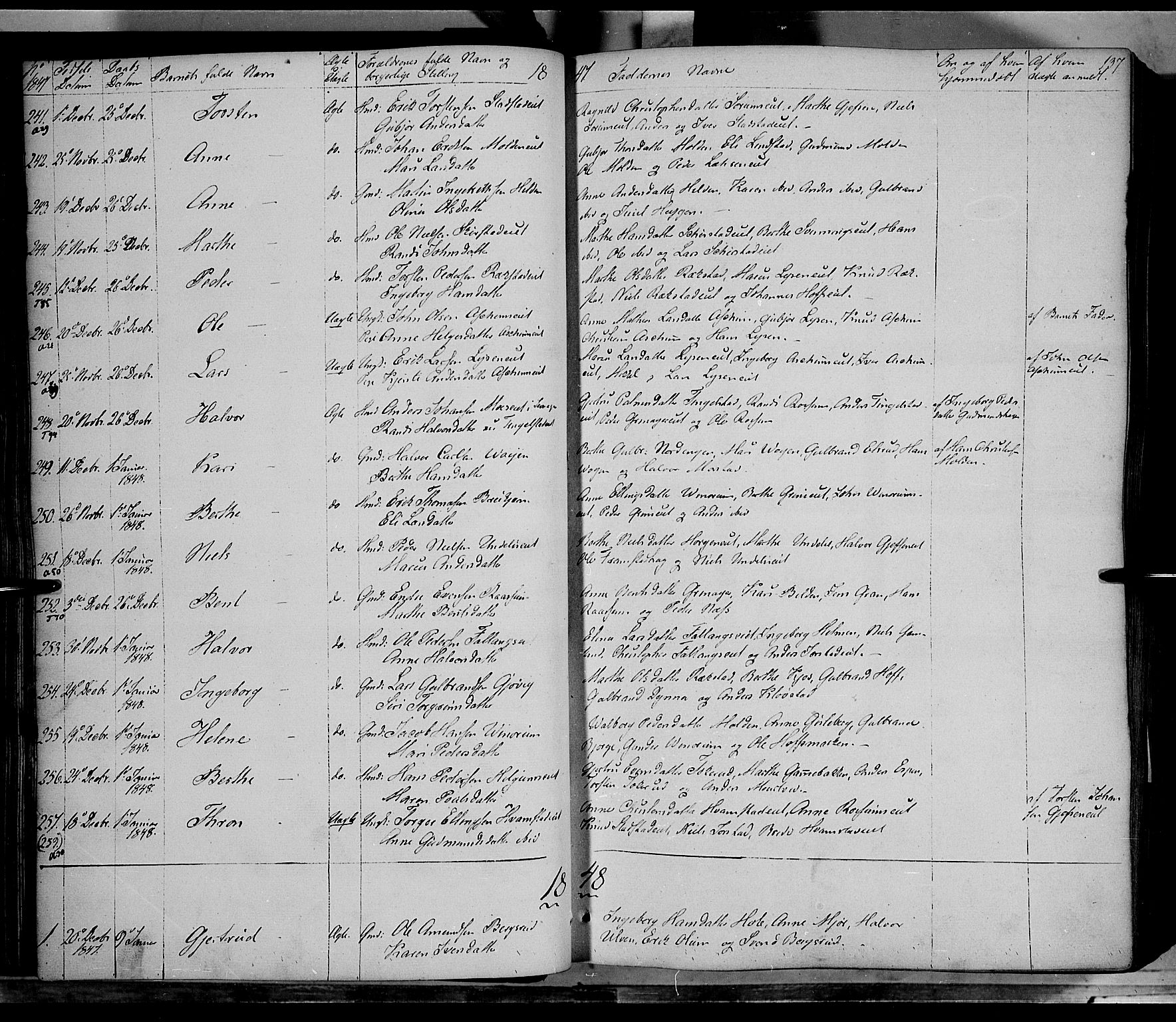 Gran prestekontor, SAH/PREST-112/H/Ha/Haa/L0011: Parish register (official) no. 11, 1842-1856, p. 136-137