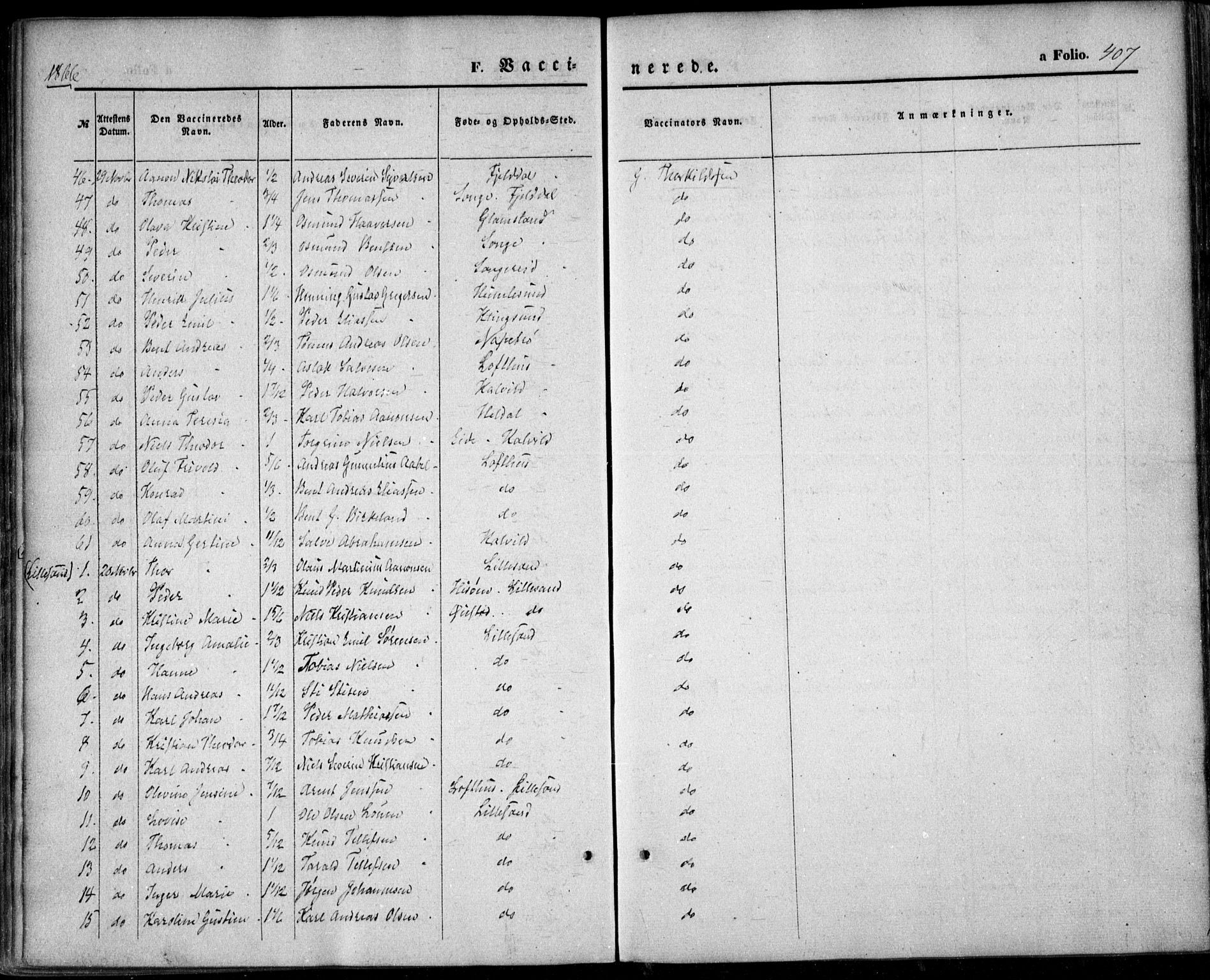 Vestre Moland sokneprestkontor, AV/SAK-1111-0046/F/Fa/Fab/L0007: Parish register (official) no. A 7, 1859-1872, p. 407