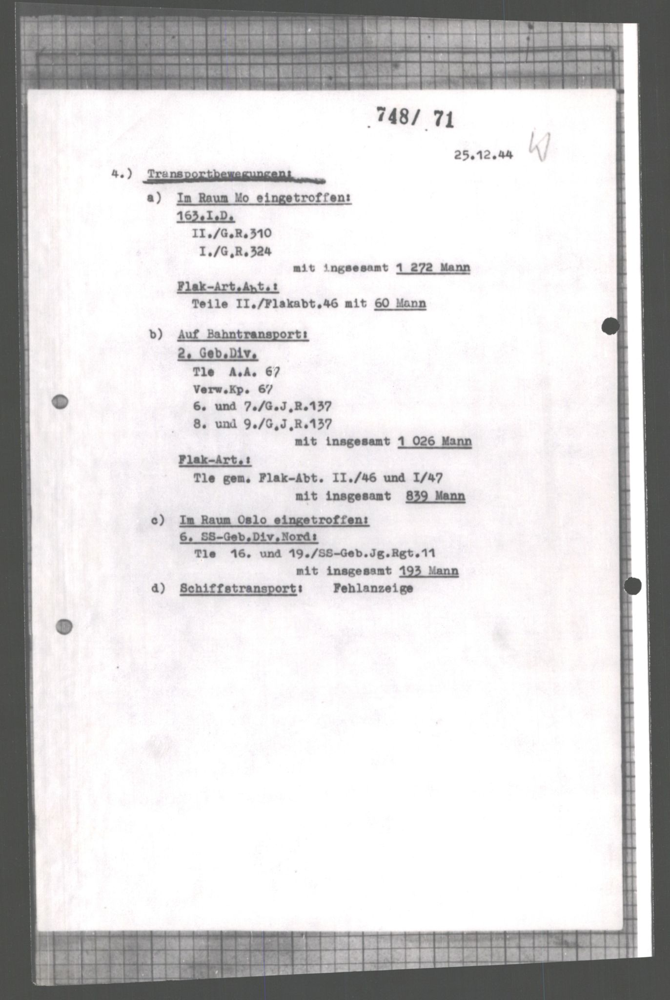 Forsvarets Overkommando. 2 kontor. Arkiv 11.4. Spredte tyske arkivsaker, AV/RA-RAFA-7031/D/Dar/Dara/L0005: Krigsdagbøker for 20. Gebirgs-Armee-Oberkommando (AOK 20), 1942-1944, p. 495