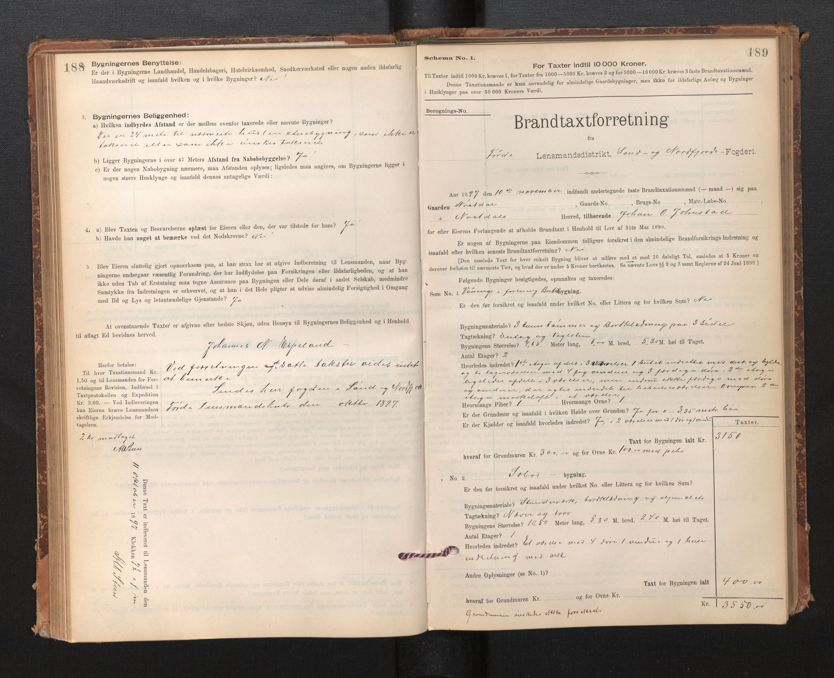 Lensmannen i Førde, SAB/A-27401/0012/L0008: Branntakstprotokoll, skjematakst, 1895-1922, p. 188-189