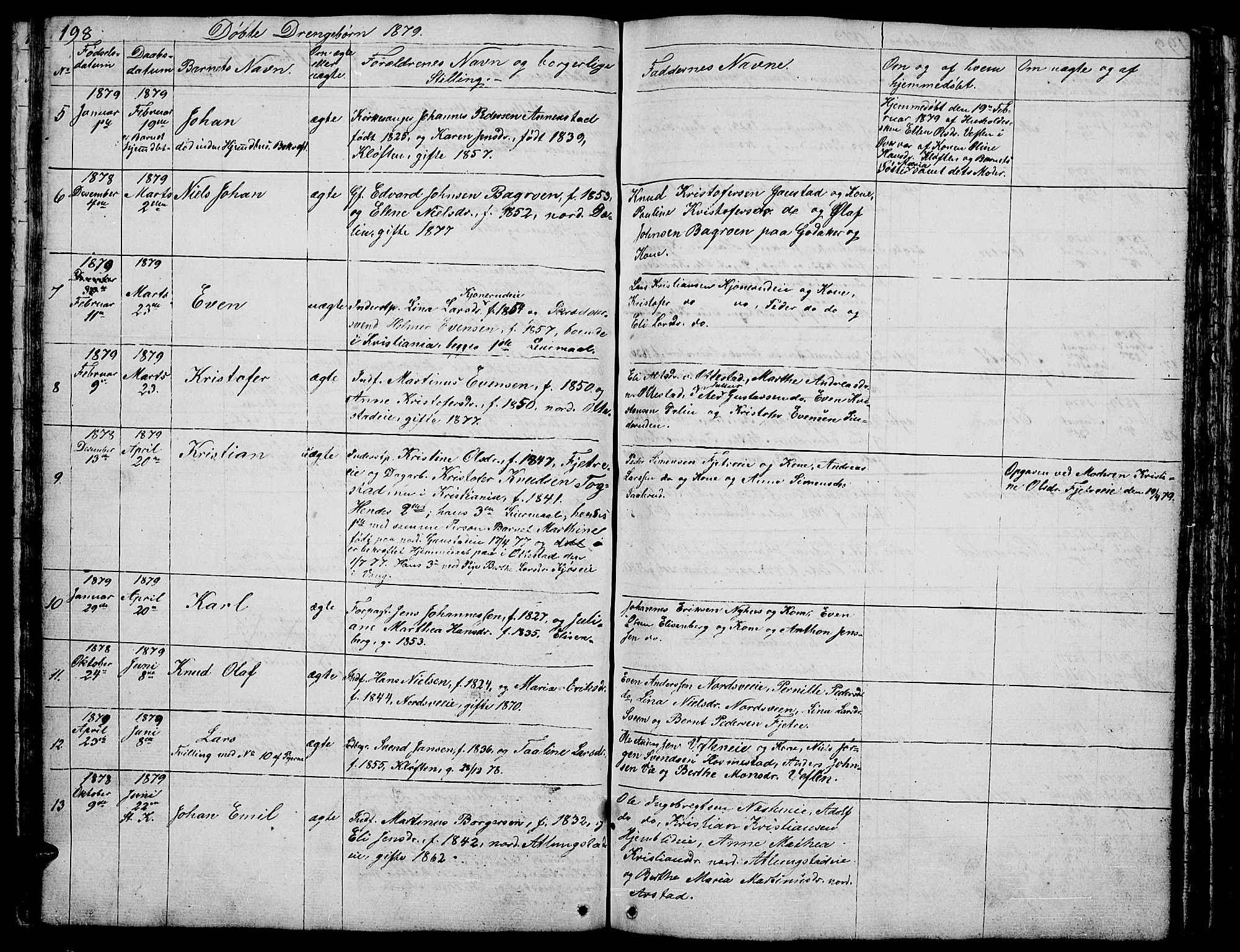 Stange prestekontor, AV/SAH-PREST-002/L/L0002: Parish register (copy) no. 2, 1838-1879, p. 198