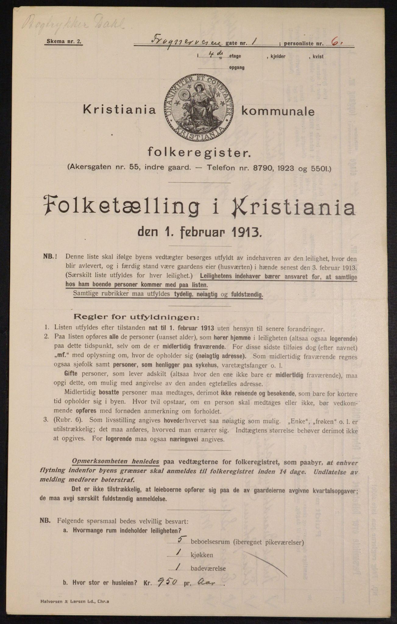 OBA, Municipal Census 1913 for Kristiania, 1913, p. 27215