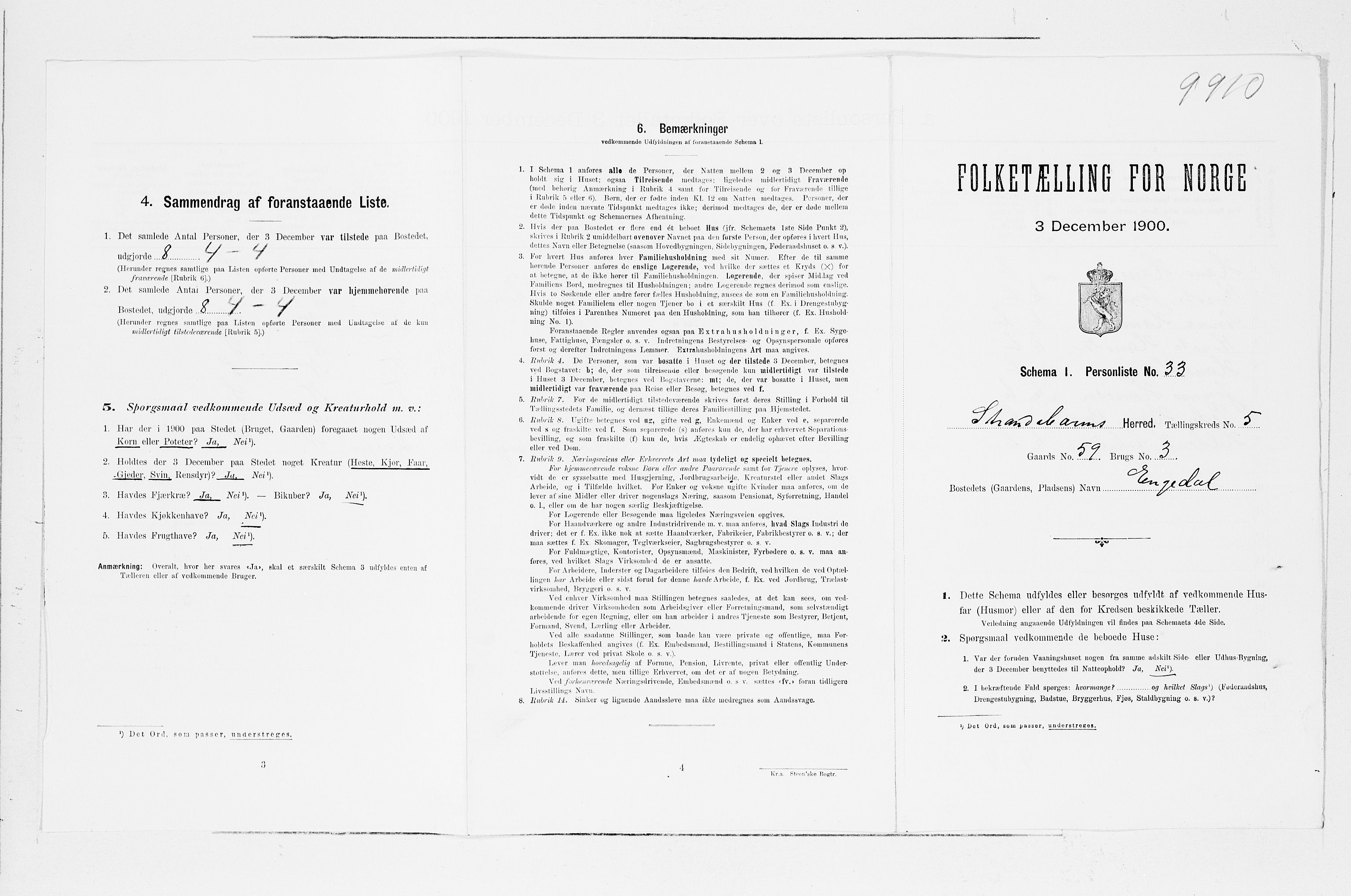 SAB, 1900 census for Strandebarm og Varaldsøy, 1900, p. 701