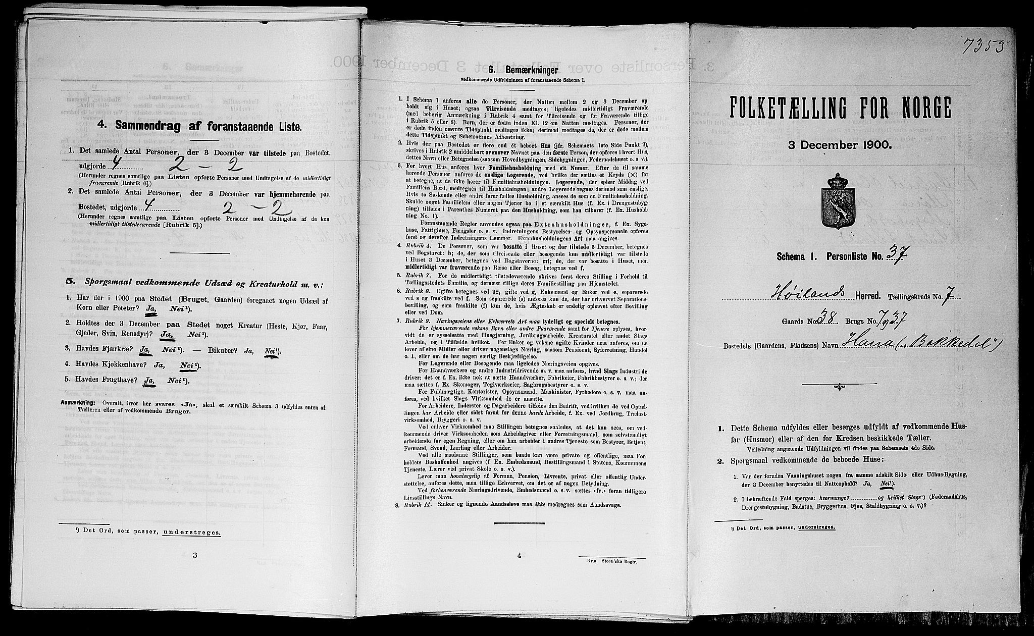 SAST, 1900 census for Høyland, 1900, p. 666