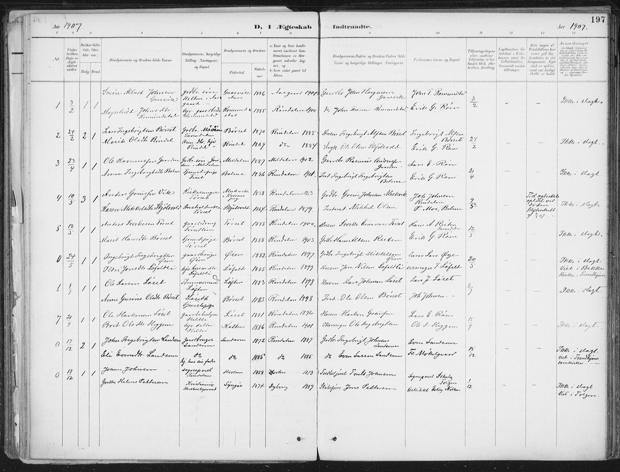 Ministerialprotokoller, klokkerbøker og fødselsregistre - Møre og Romsdal, AV/SAT-A-1454/598/L1072: Parish register (official) no. 598A06, 1896-1910, p. 197