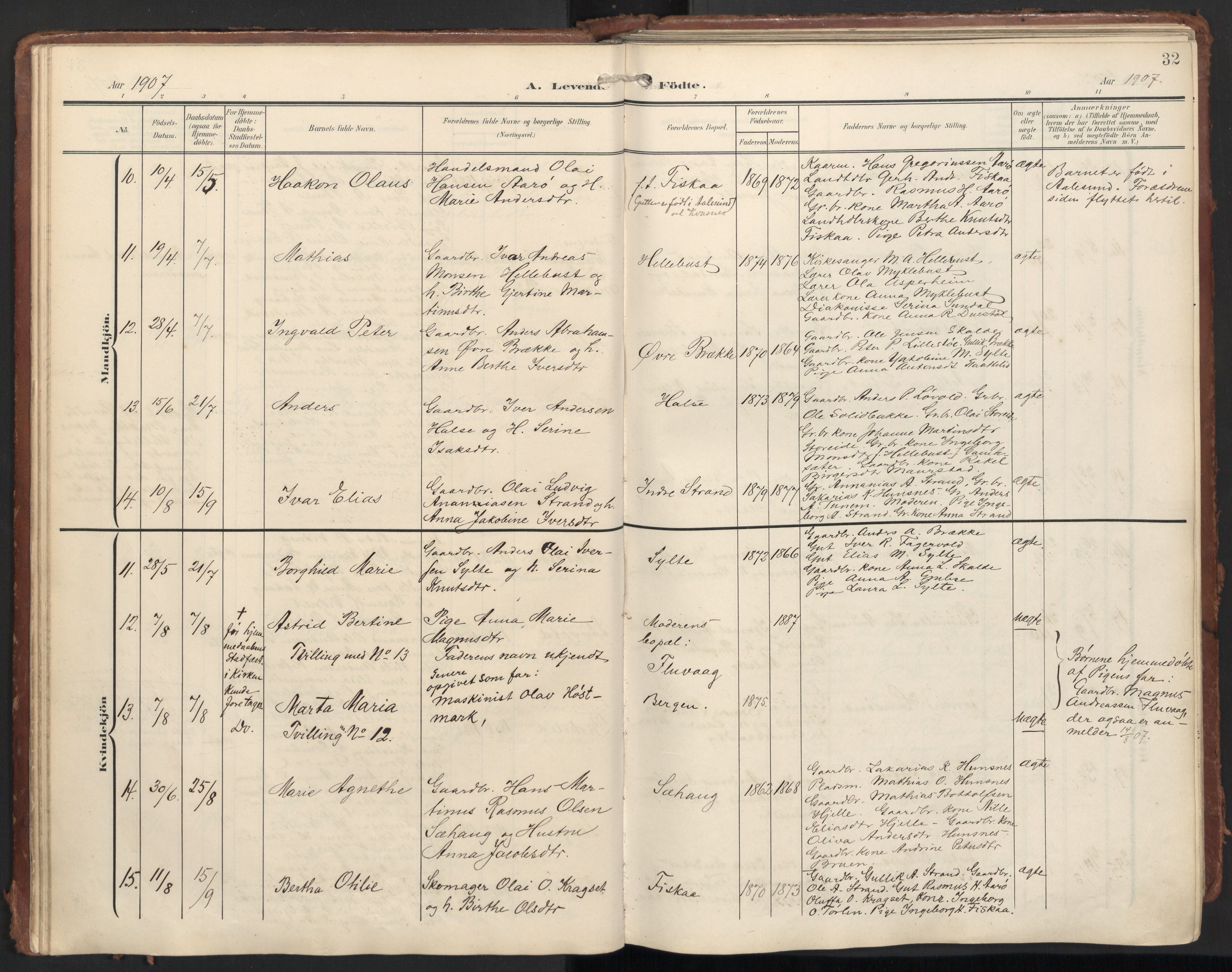 Ministerialprotokoller, klokkerbøker og fødselsregistre - Møre og Romsdal, AV/SAT-A-1454/501/L0011: Parish register (official) no. 501A11, 1902-1919, p. 32