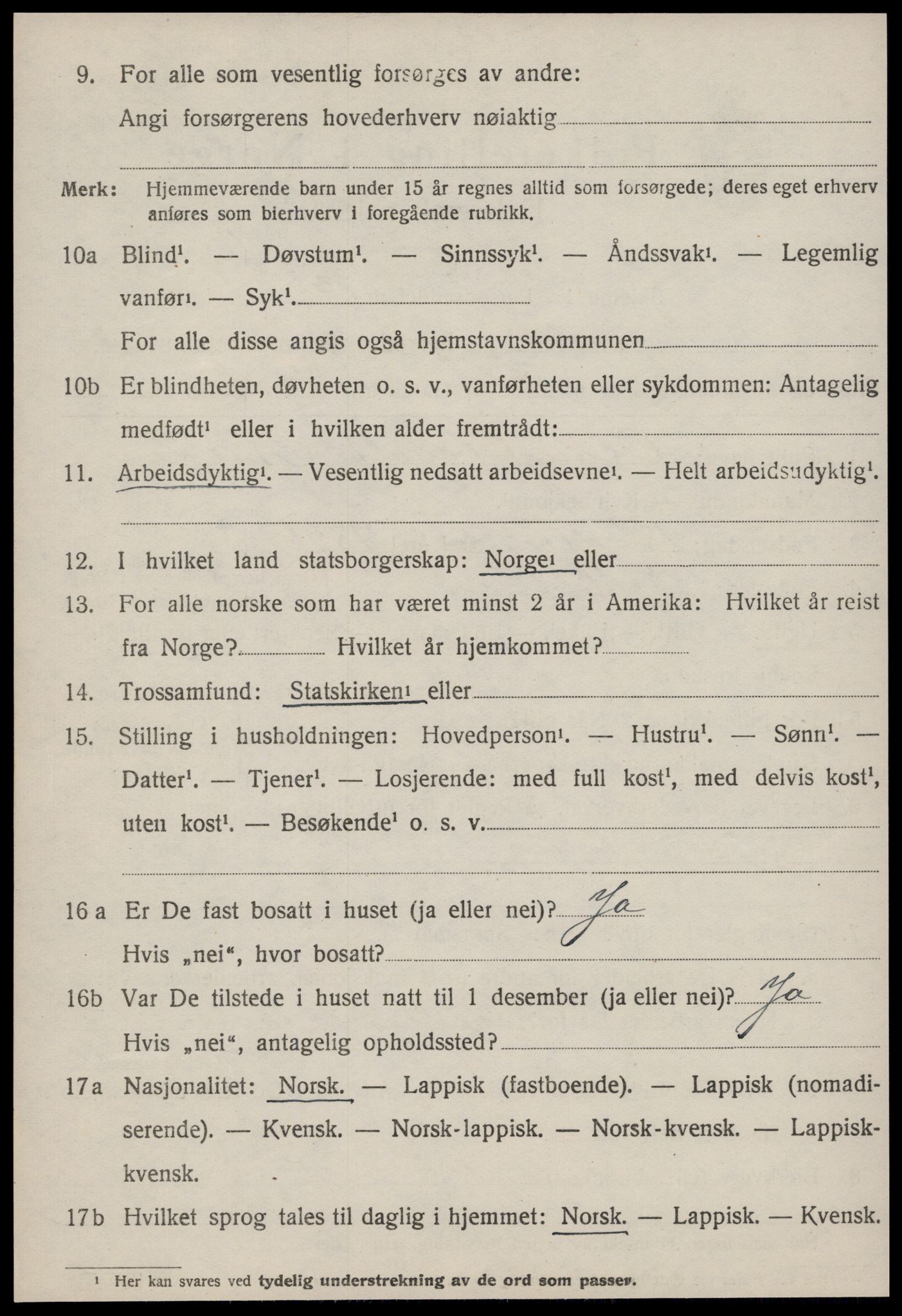 SAT, 1920 census for Melhus, 1920, p. 2588