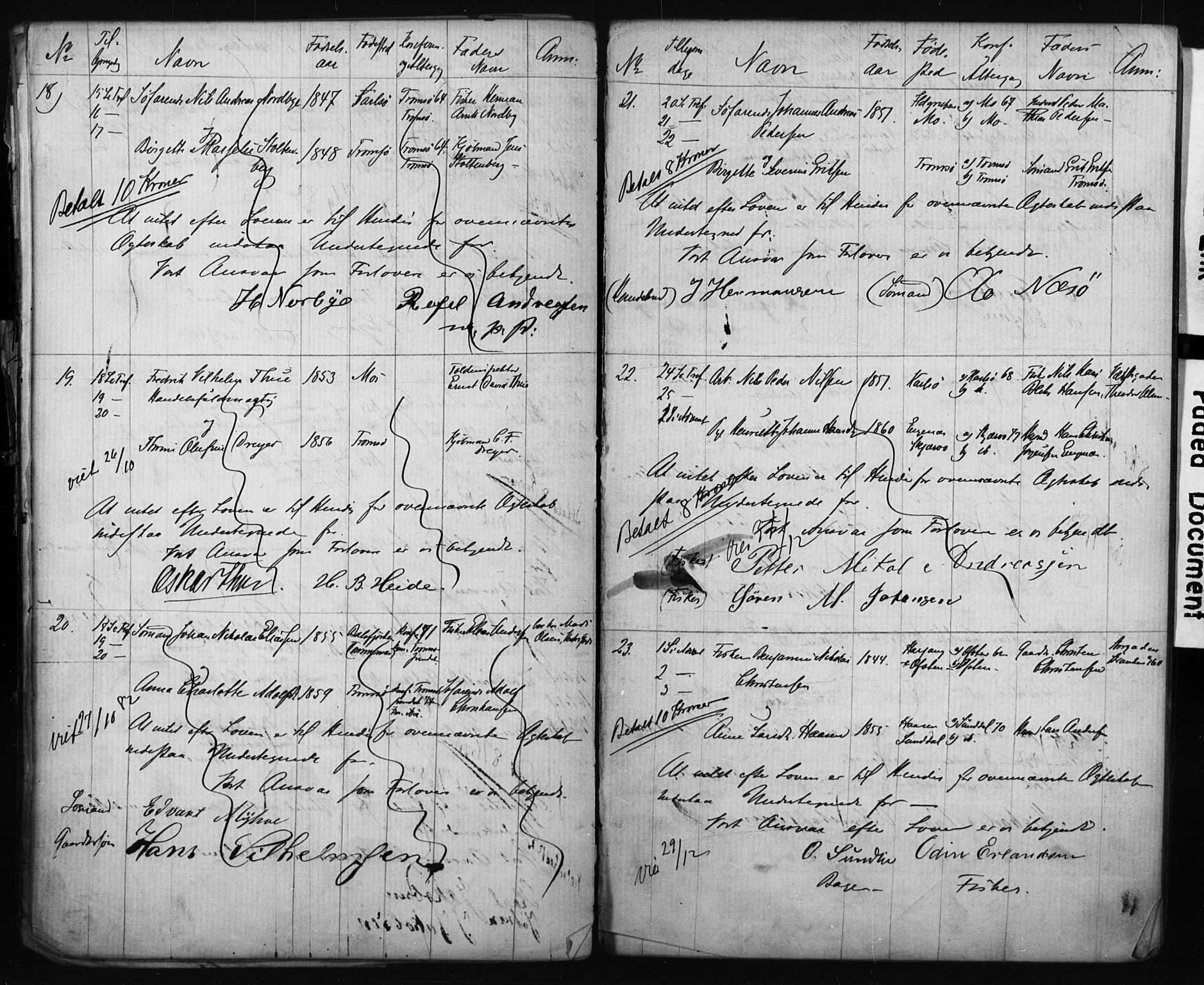 Tromsø sokneprestkontor/stiftsprosti/domprosti, AV/SATØ-S-1343/H/Hc/L0098: Banns register no. 98, 1872-1883