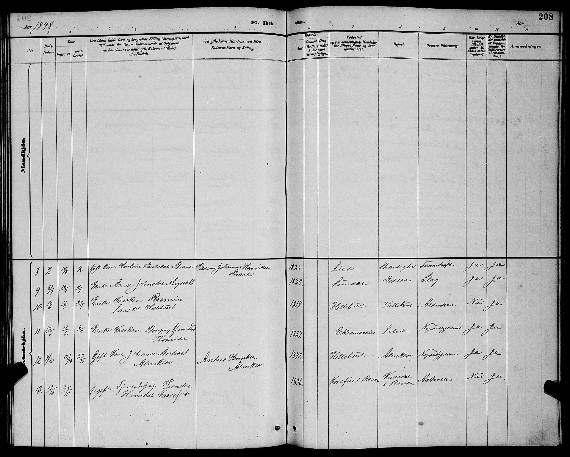 Ministerialprotokoller, klokkerbøker og fødselsregistre - Møre og Romsdal, AV/SAT-A-1454/501/L0017: Parish register (copy) no. 501C03, 1885-1901, p. 208