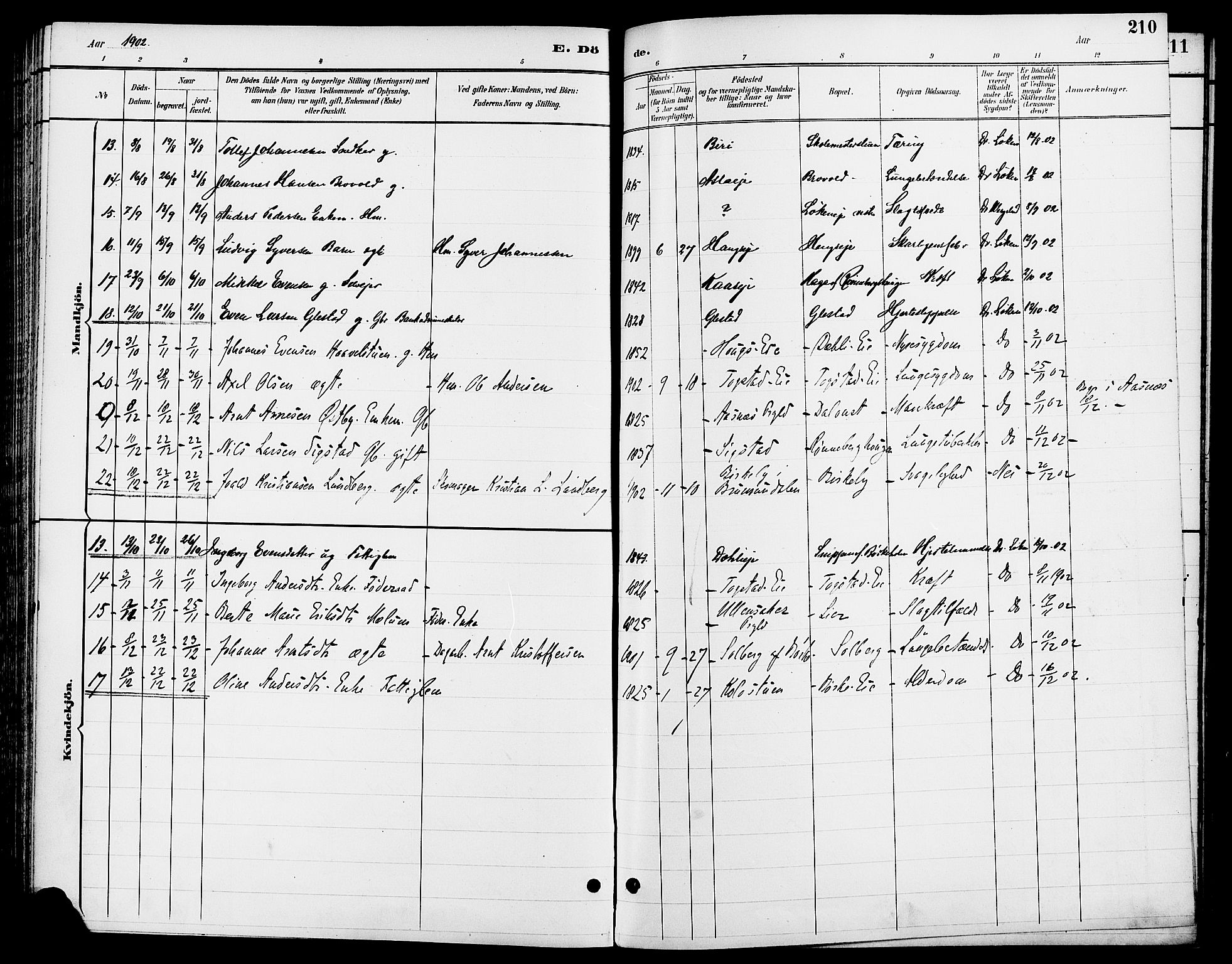 Ringsaker prestekontor, AV/SAH-PREST-014/L/La/L0014: Parish register (copy) no. 14, 1891-1904, p. 210