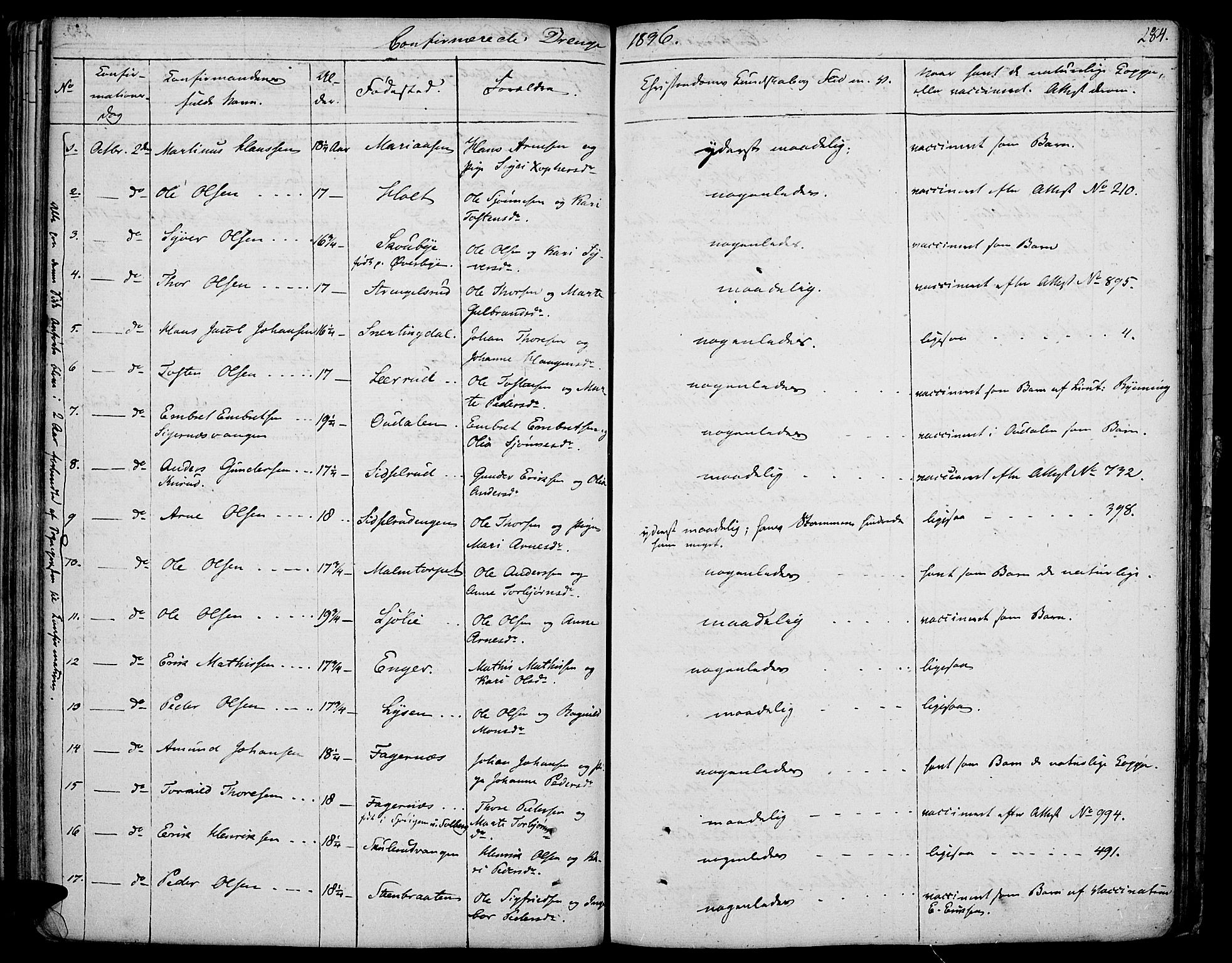 Vinger prestekontor, SAH/PREST-024/H/Ha/Haa/L0007: Parish register (official) no. 7, 1826-1839, p. 284
