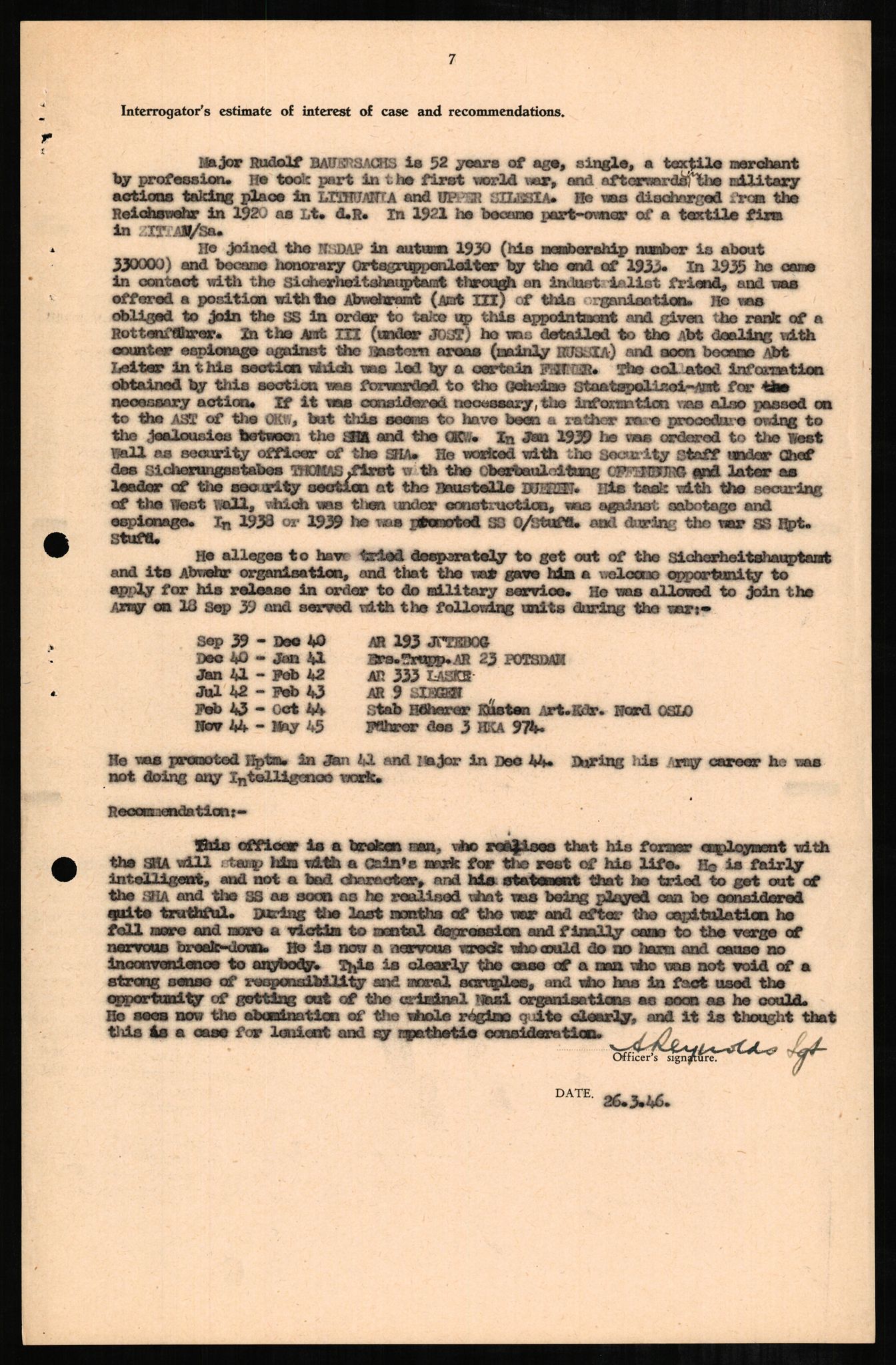 Forsvaret, Forsvarets overkommando II, AV/RA-RAFA-3915/D/Db/L0002: CI Questionaires. Tyske okkupasjonsstyrker i Norge. Tyskere., 1945-1946, p. 272