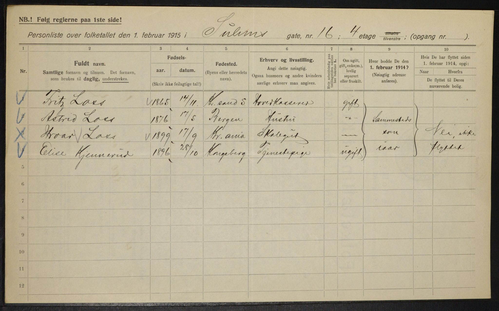 OBA, Municipal Census 1915 for Kristiania, 1915, p. 104931