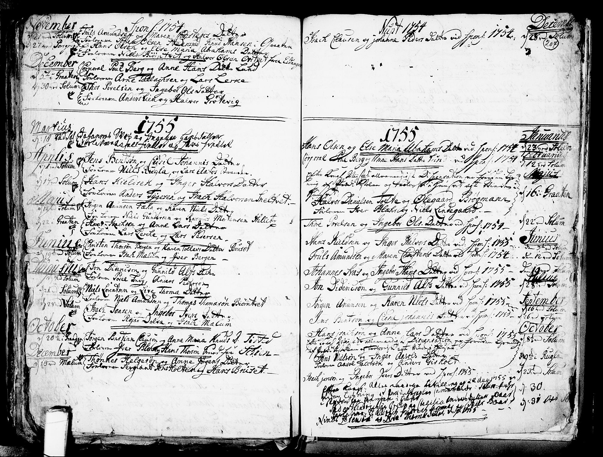 Solum kirkebøker, SAKO/A-306/F/Fa/L0002: Parish register (official) no. I 2, 1713-1761, p. 204