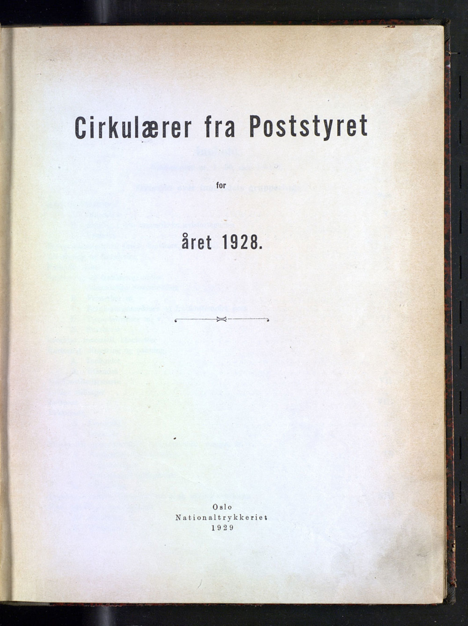 Norges Postmuseums bibliotek, NOPO/-/-/-: Sirkulærer fra Poststyret, 1928