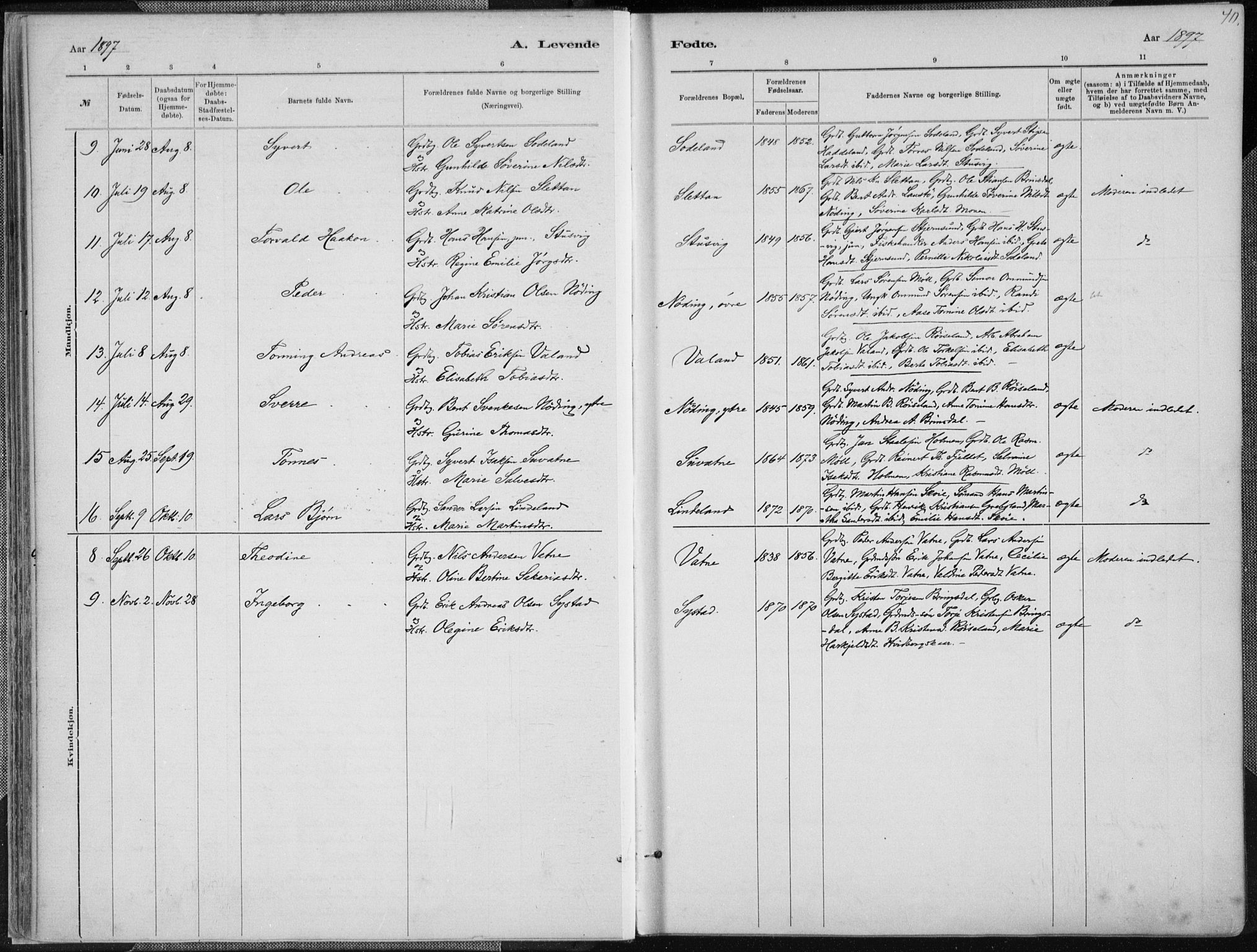 Holum sokneprestkontor, SAK/1111-0022/F/Fa/Faa/L0007: Parish register (official) no. A 7, 1884-1907, p. 40