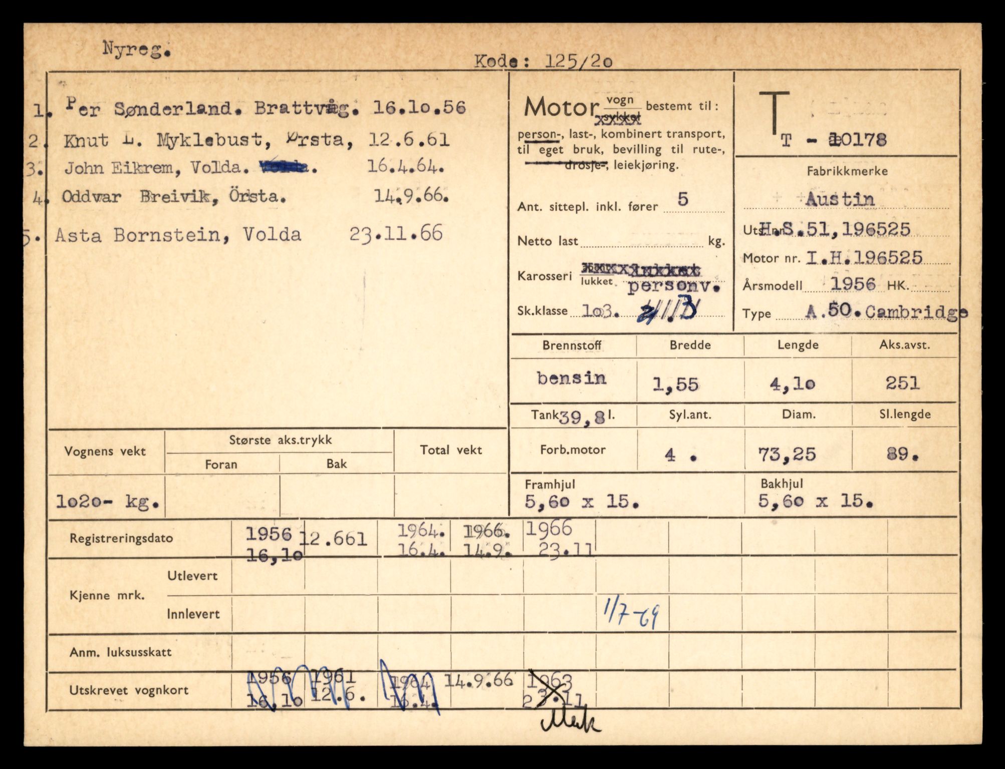 Møre og Romsdal vegkontor - Ålesund trafikkstasjon, AV/SAT-A-4099/F/Fe/L0018: Registreringskort for kjøretøy T 10091 - T 10227, 1927-1998, p. 2083