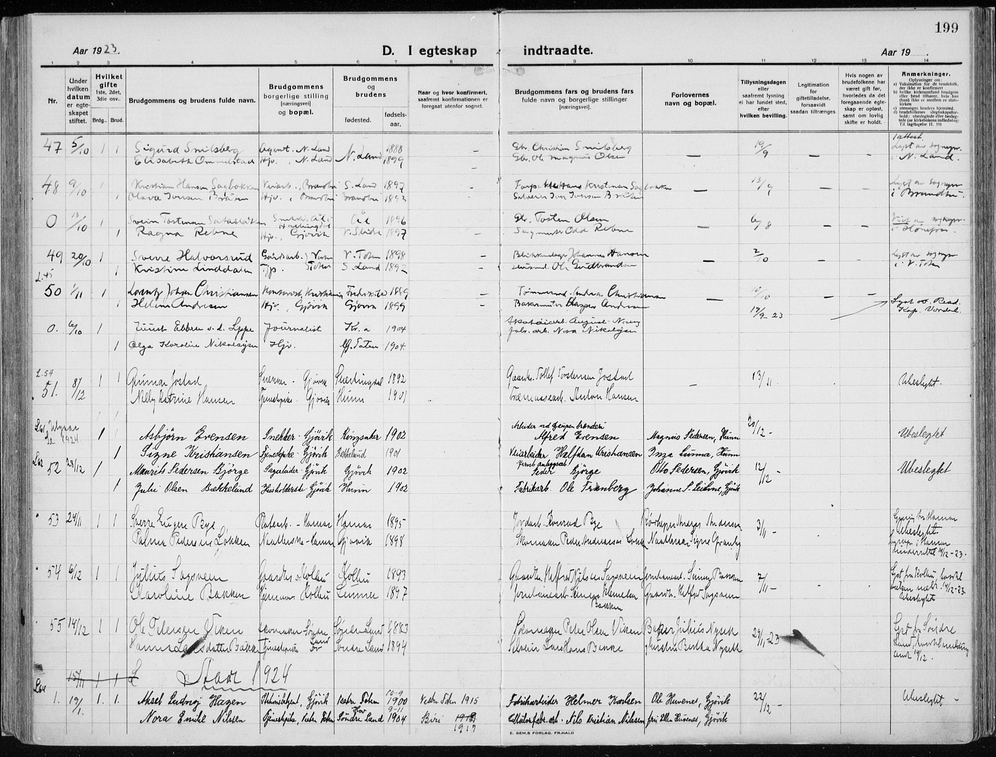 Vardal prestekontor, SAH/PREST-100/H/Ha/Haa/L0015: Parish register (official) no. 15, 1923-1937, p. 199