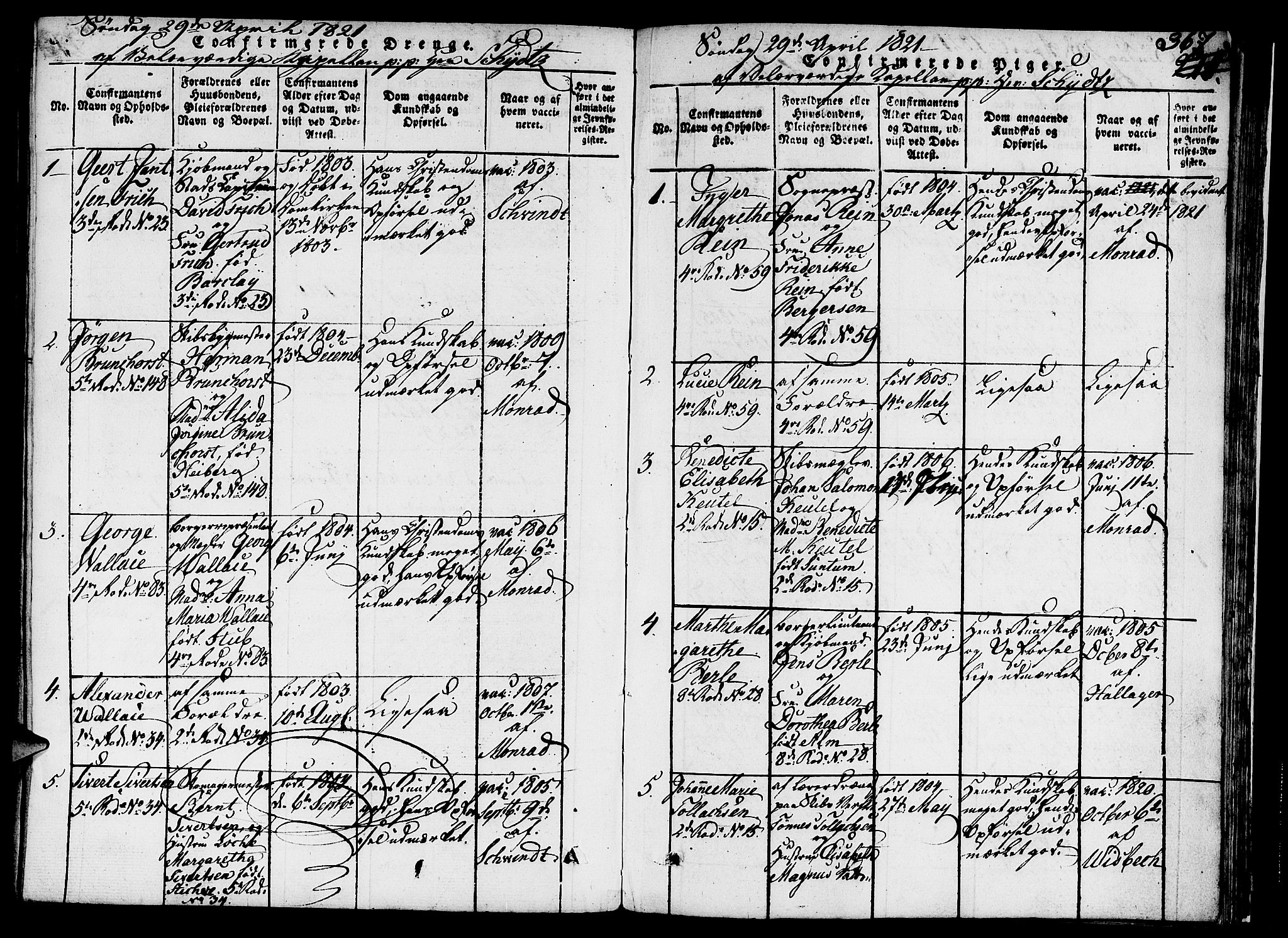 Nykirken Sokneprestembete, SAB/A-77101/H/Hab/L0003: Parish register (copy) no. A 4, 1816-1821, p. 367