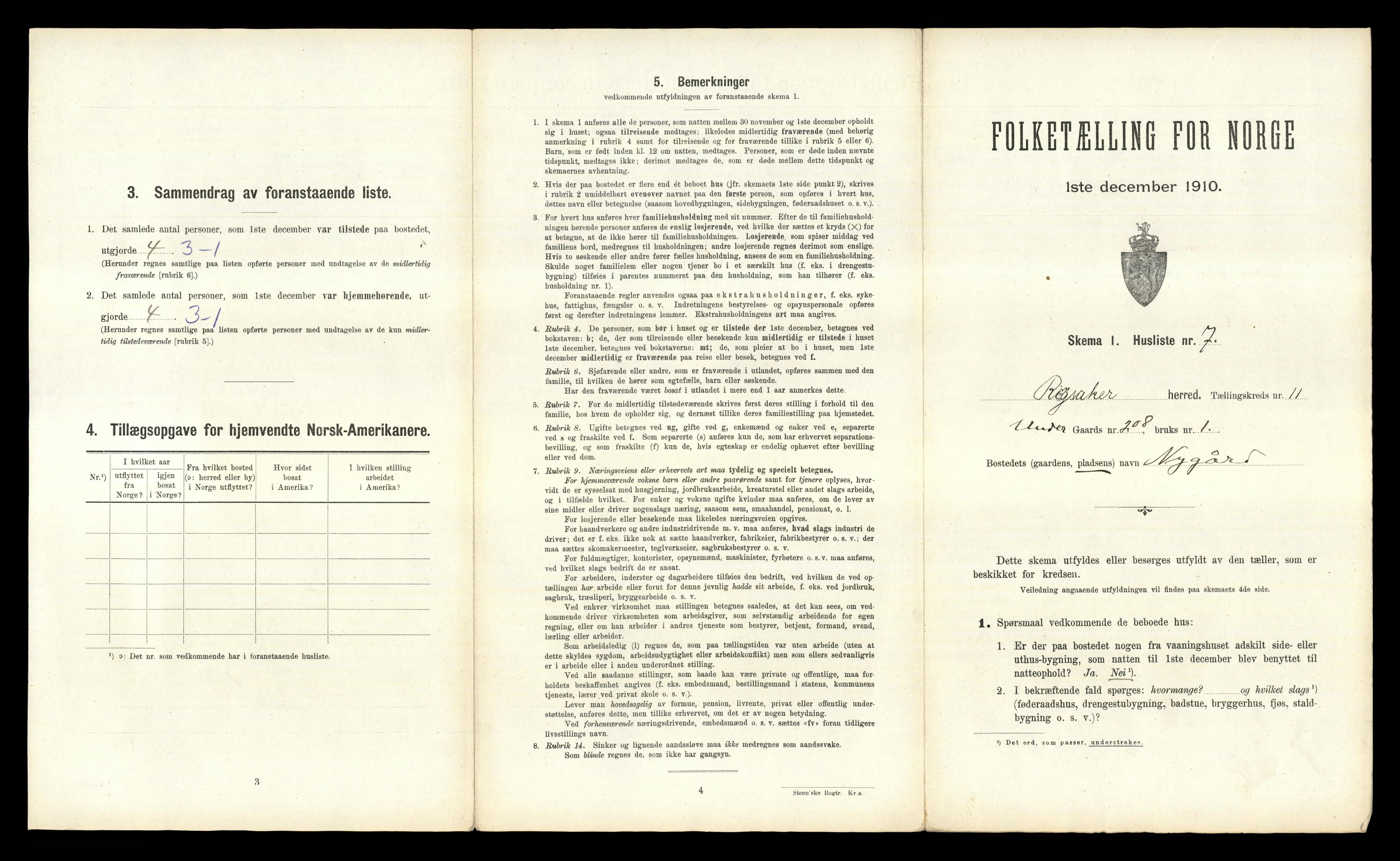 RA, 1910 census for Ringsaker, 1910, p. 2037