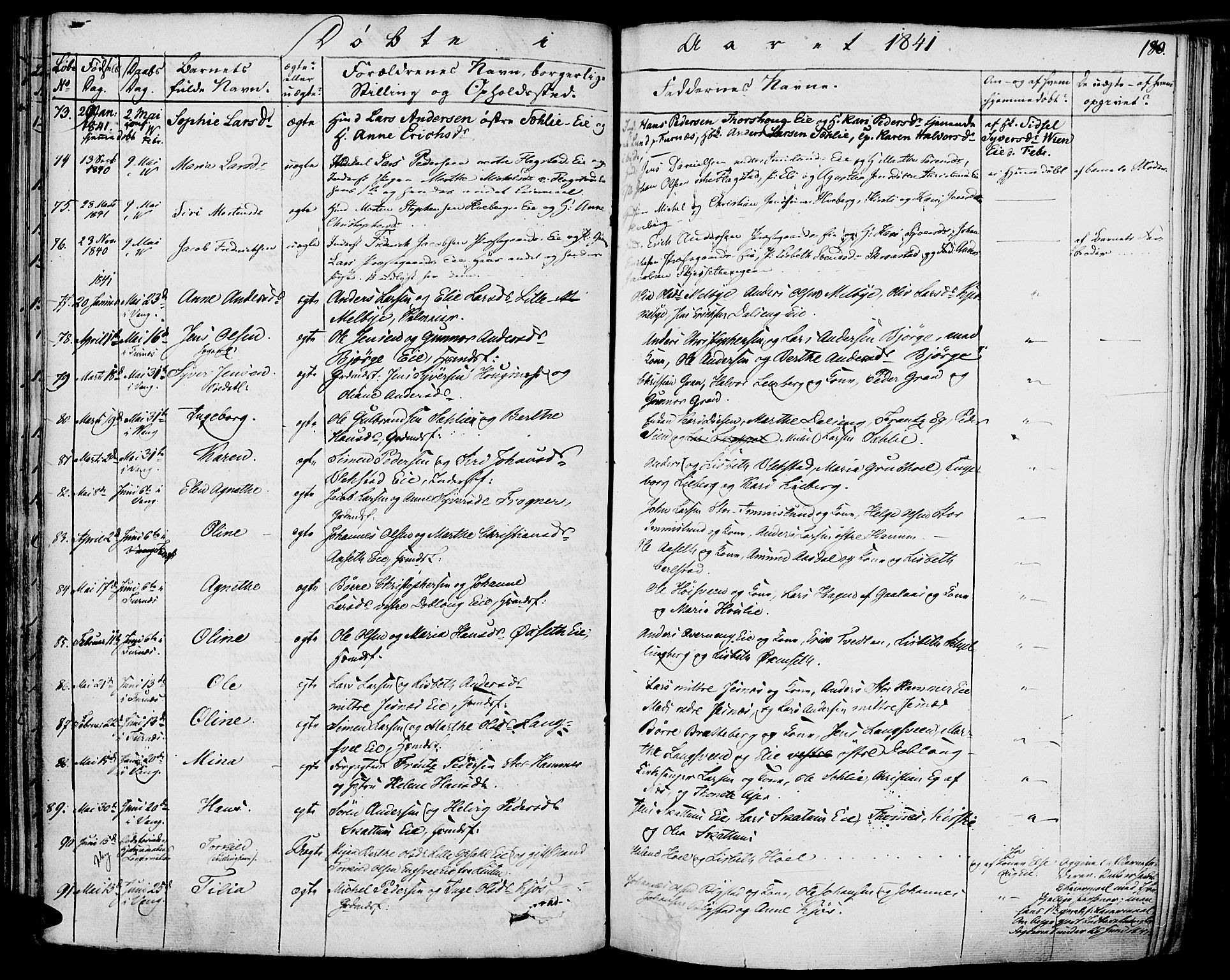 Vang prestekontor, Hedmark, AV/SAH-PREST-008/H/Ha/Haa/L0009: Parish register (official) no. 9, 1826-1841, p. 180